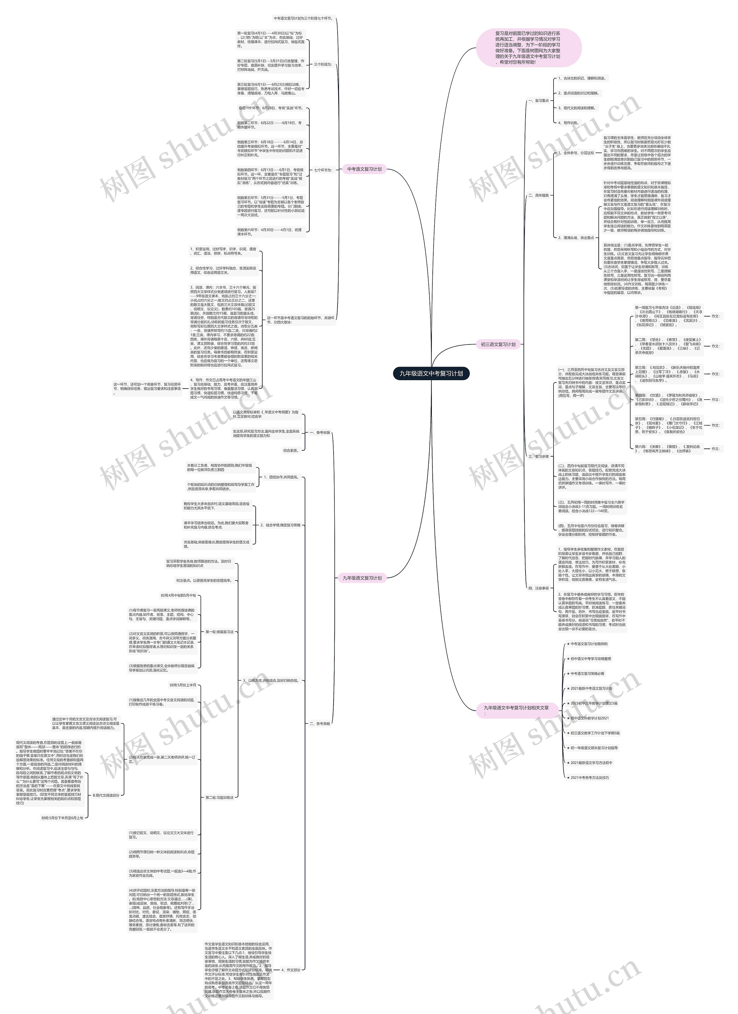 九年级语文中考复习计划思维导图