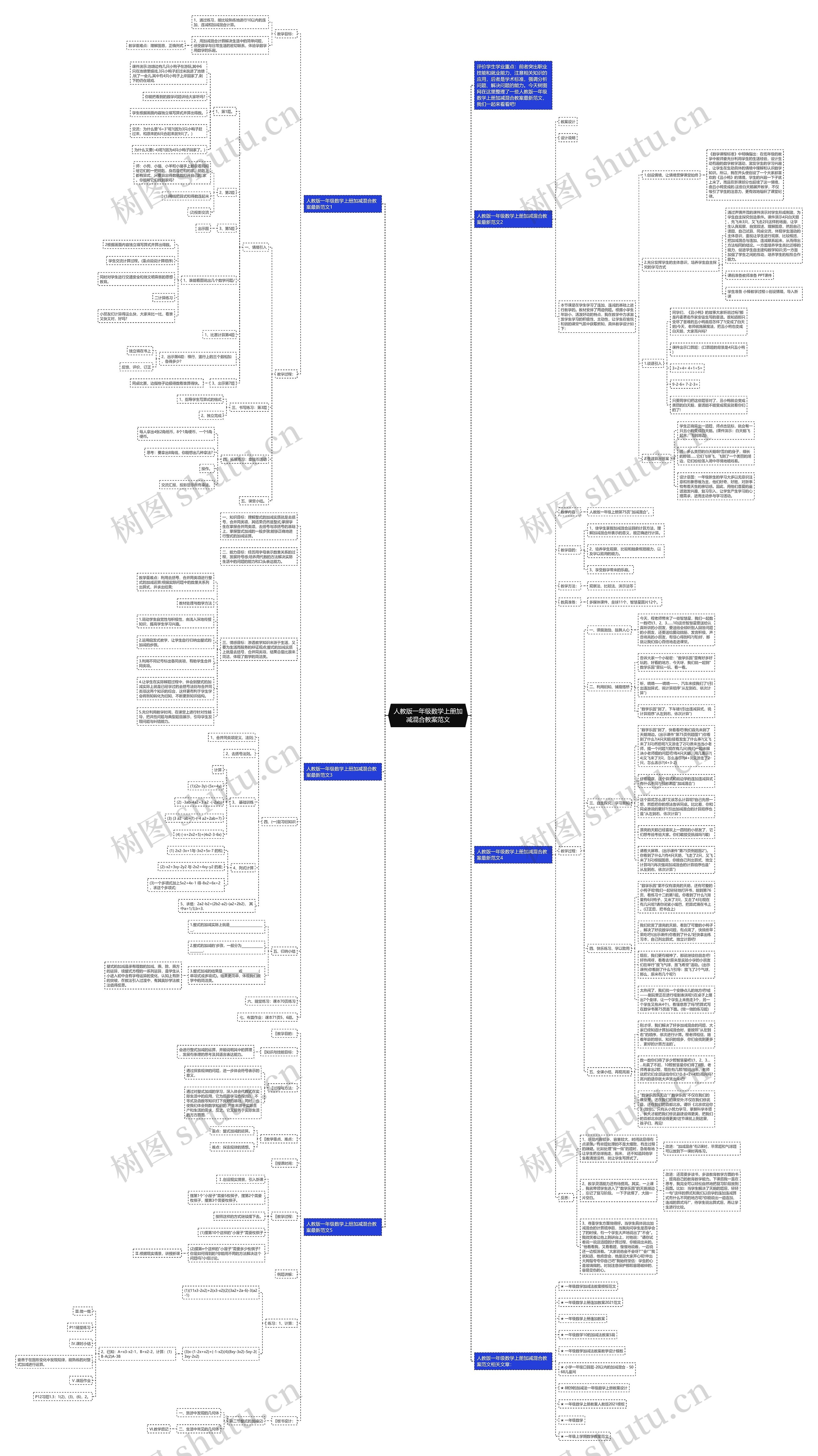 人教版一年级数学上册加减混合教案范文思维导图