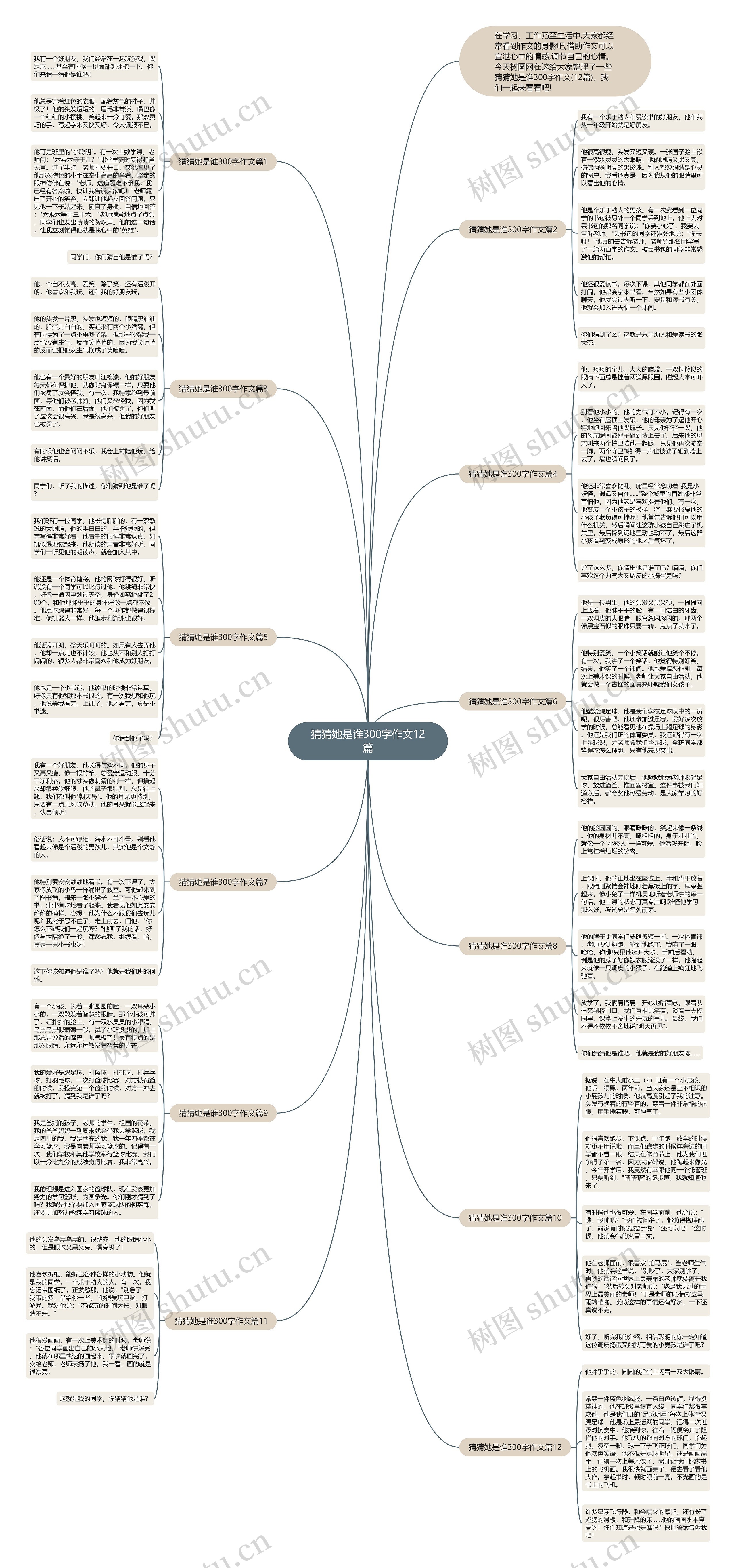猜猜她是谁300字作文12篇思维导图