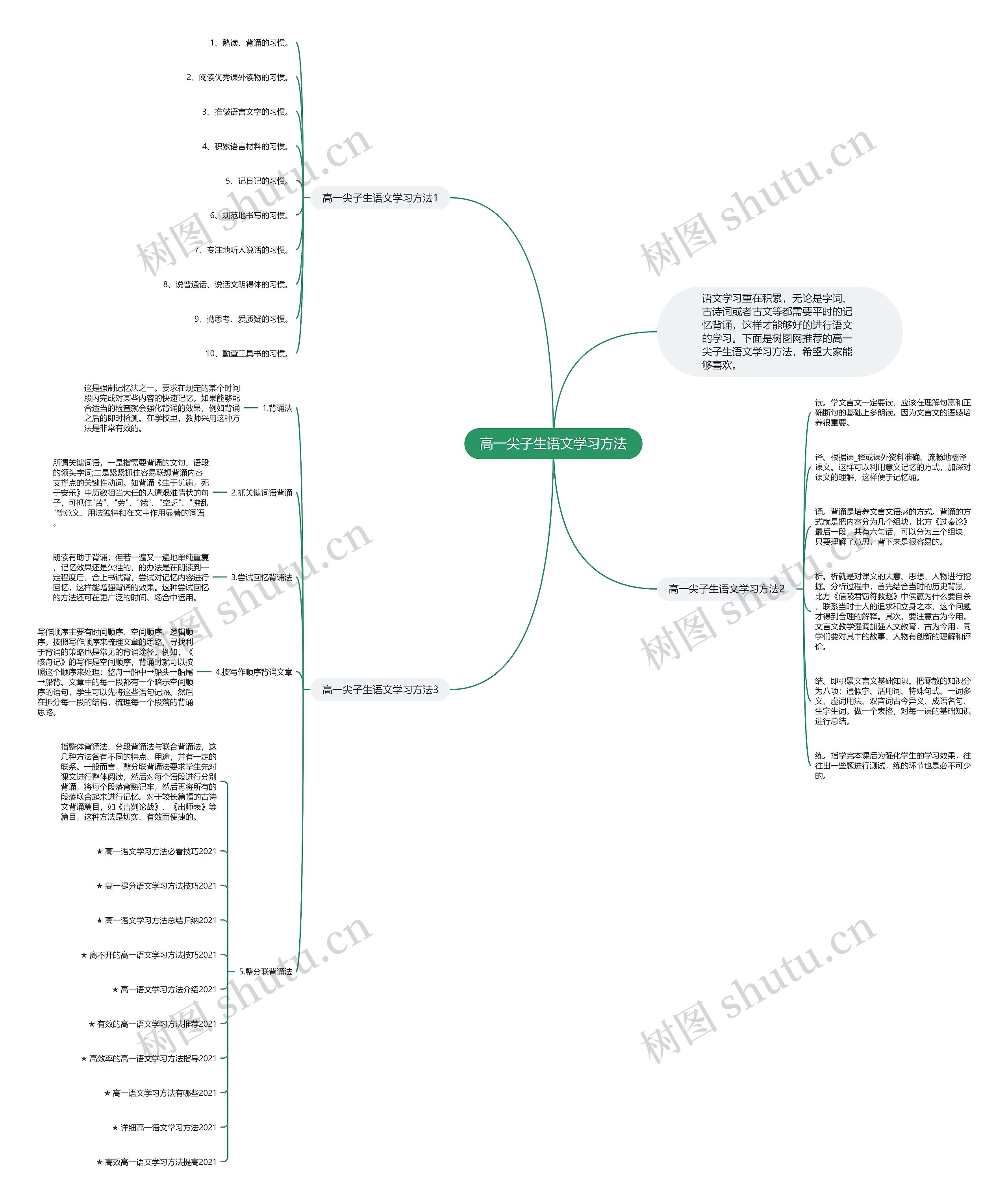 高一尖子生语文学习方法思维导图