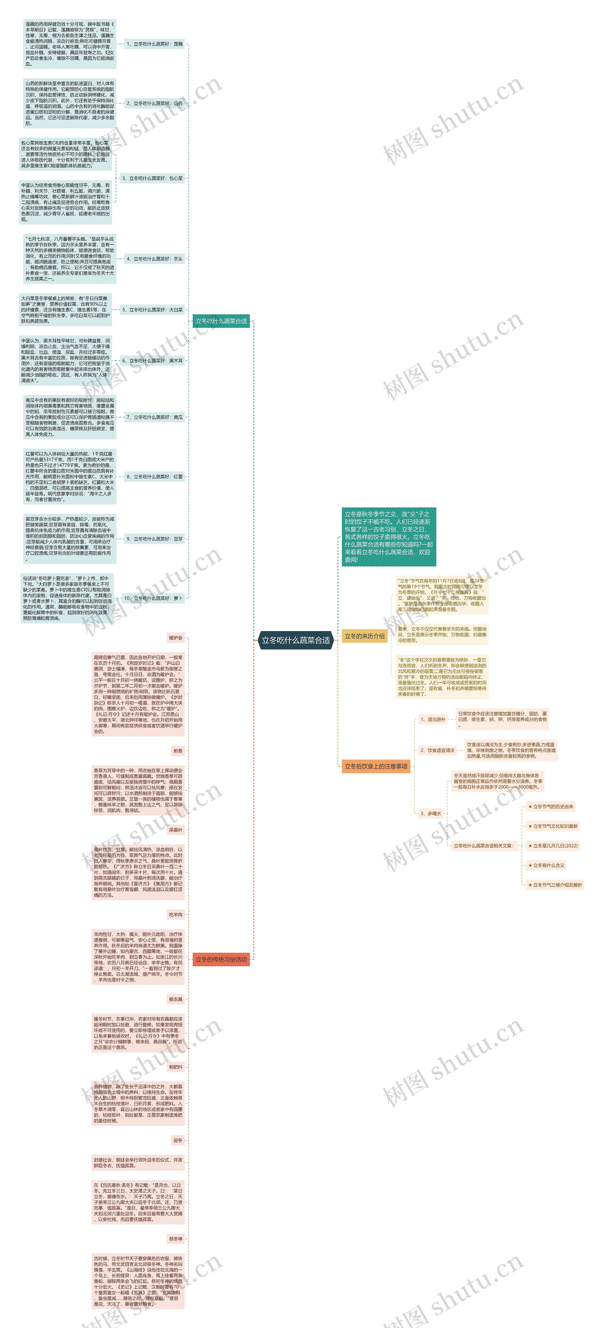 立冬吃什么蔬菜合适思维导图