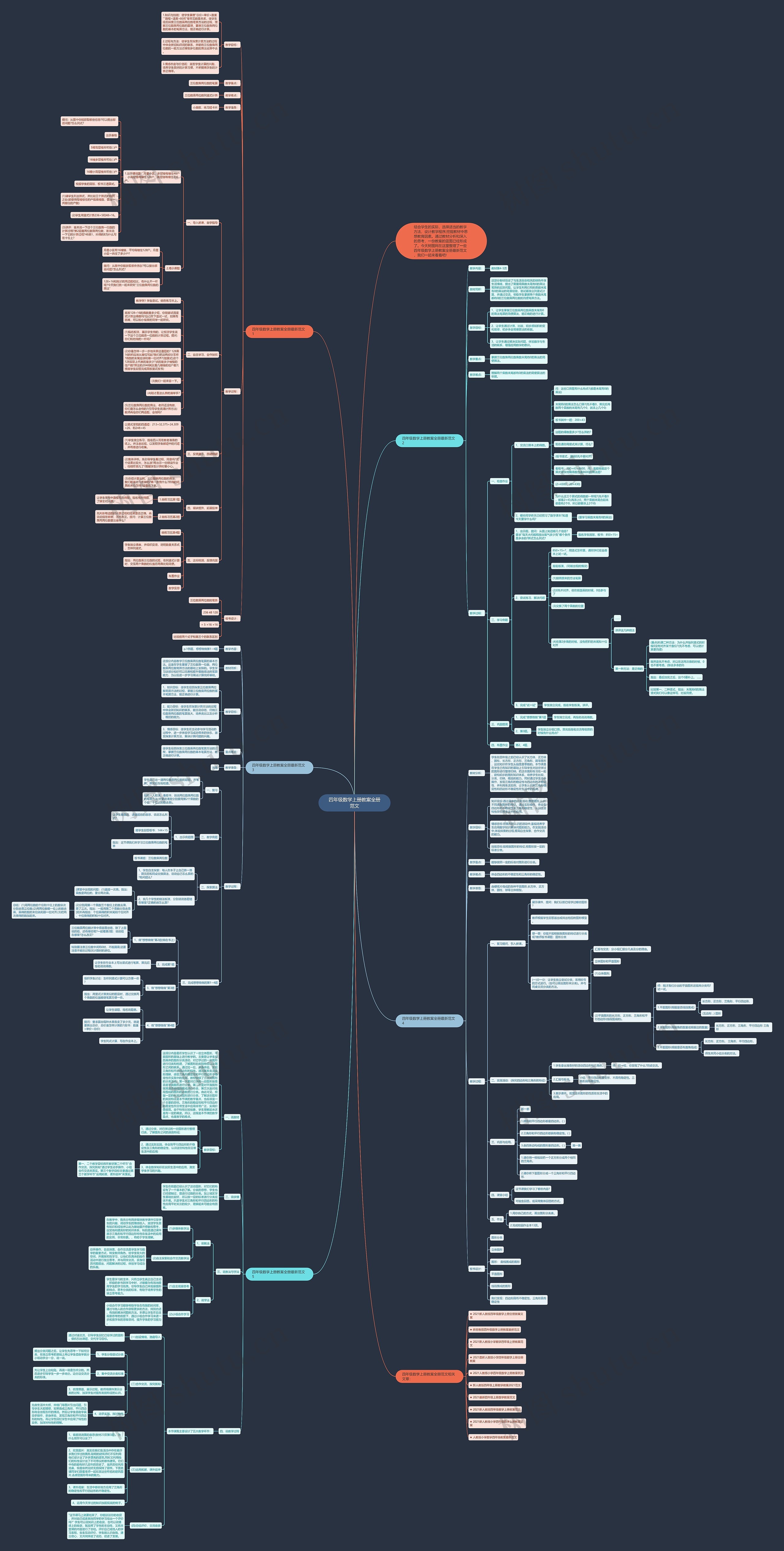四年级数学上册教案全册范文思维导图