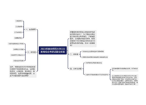 2023年南京师范大学333教育综合考研试题全新版