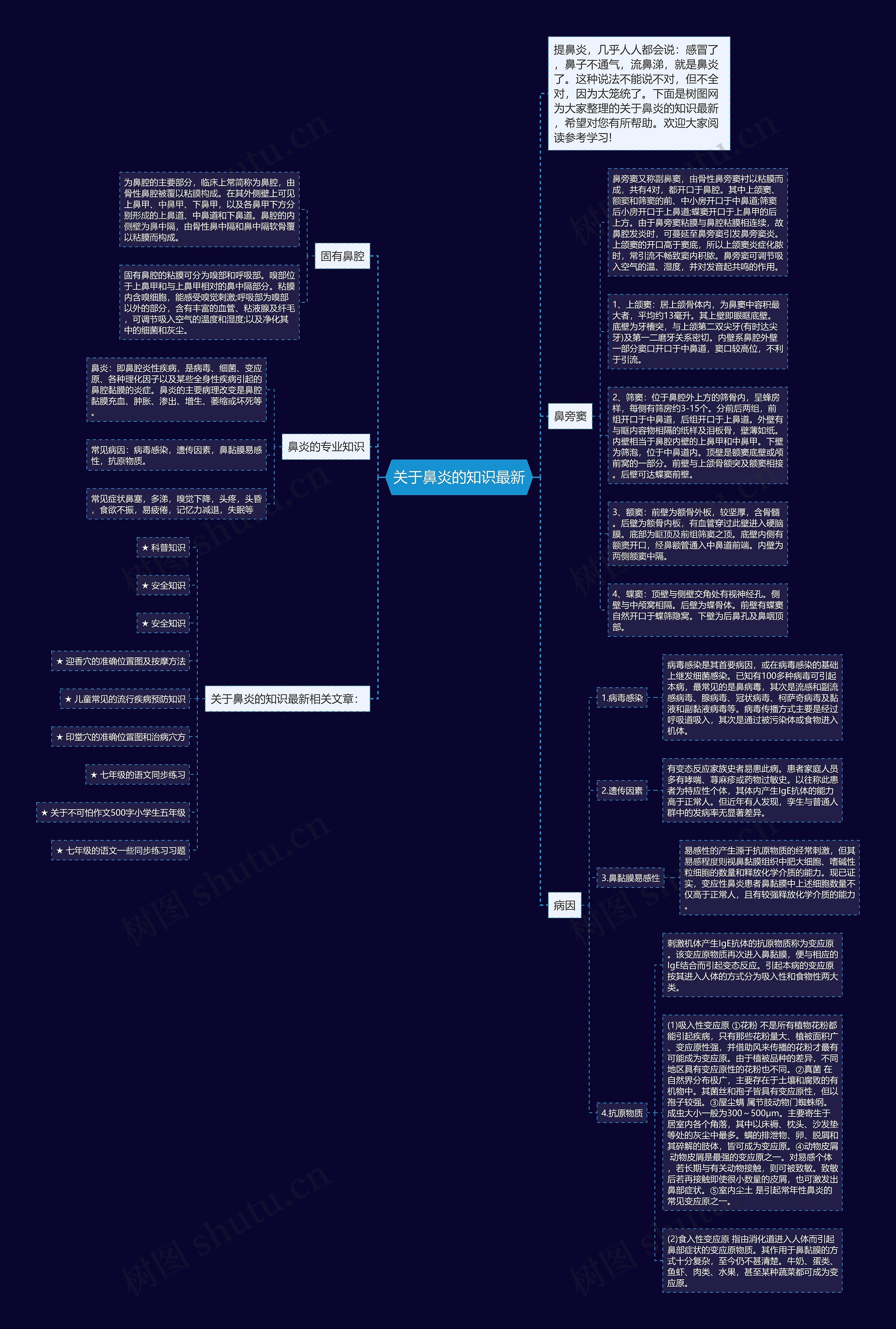 关于鼻炎的知识最新思维导图