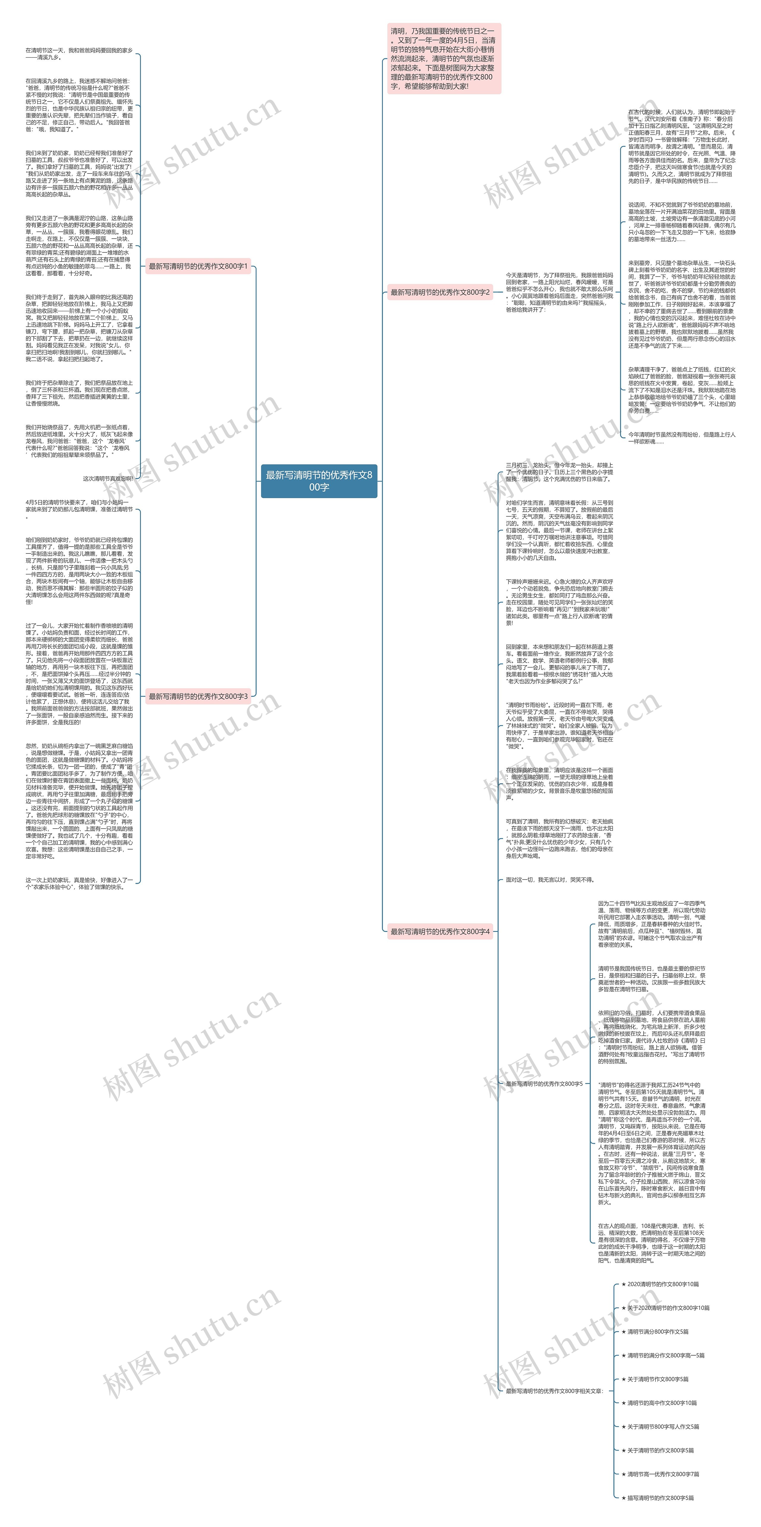 最新写清明节的优秀作文800字思维导图