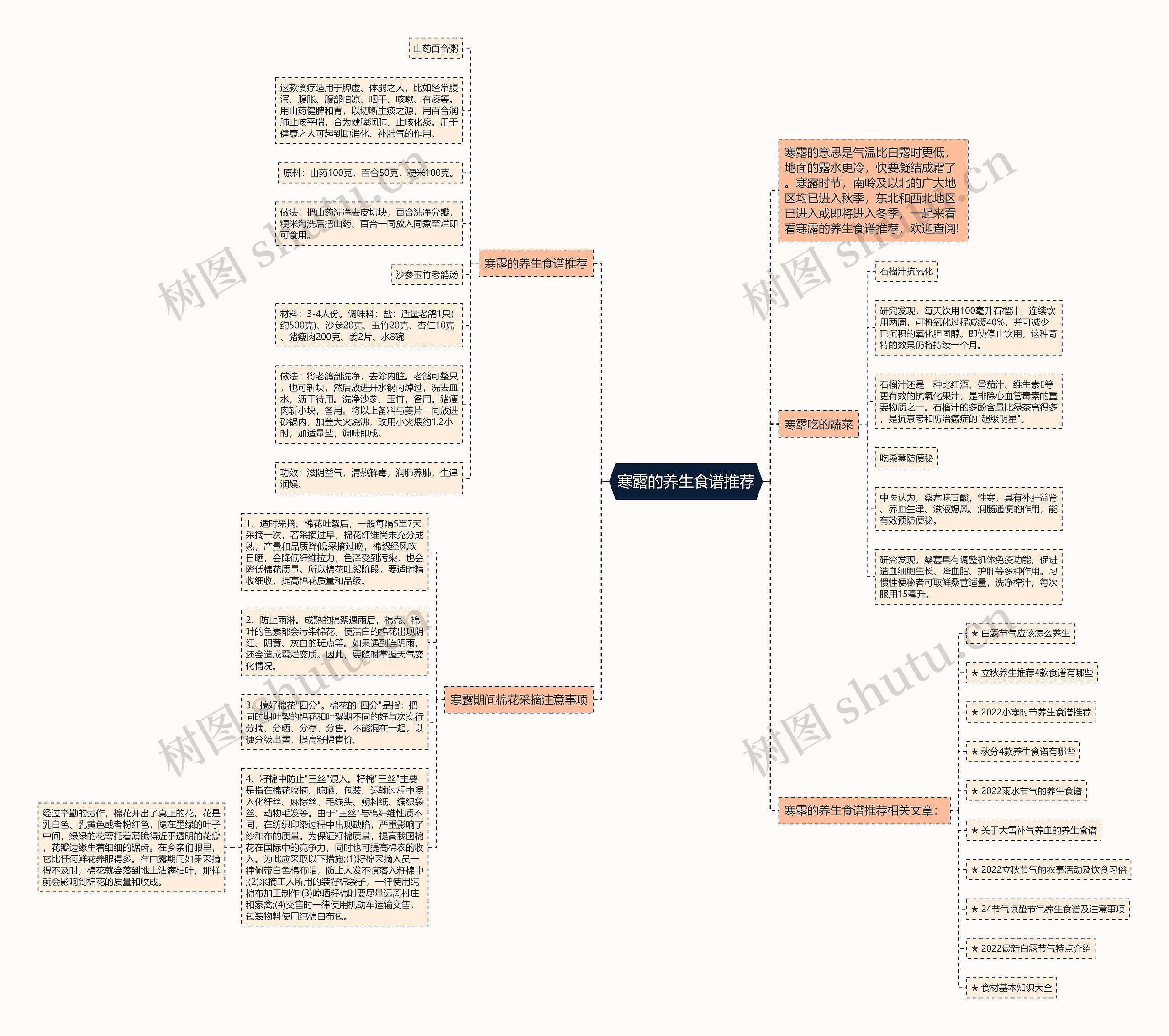 寒露的养生食谱推荐思维导图高清图 寒露的养生食谱推荐思维导图