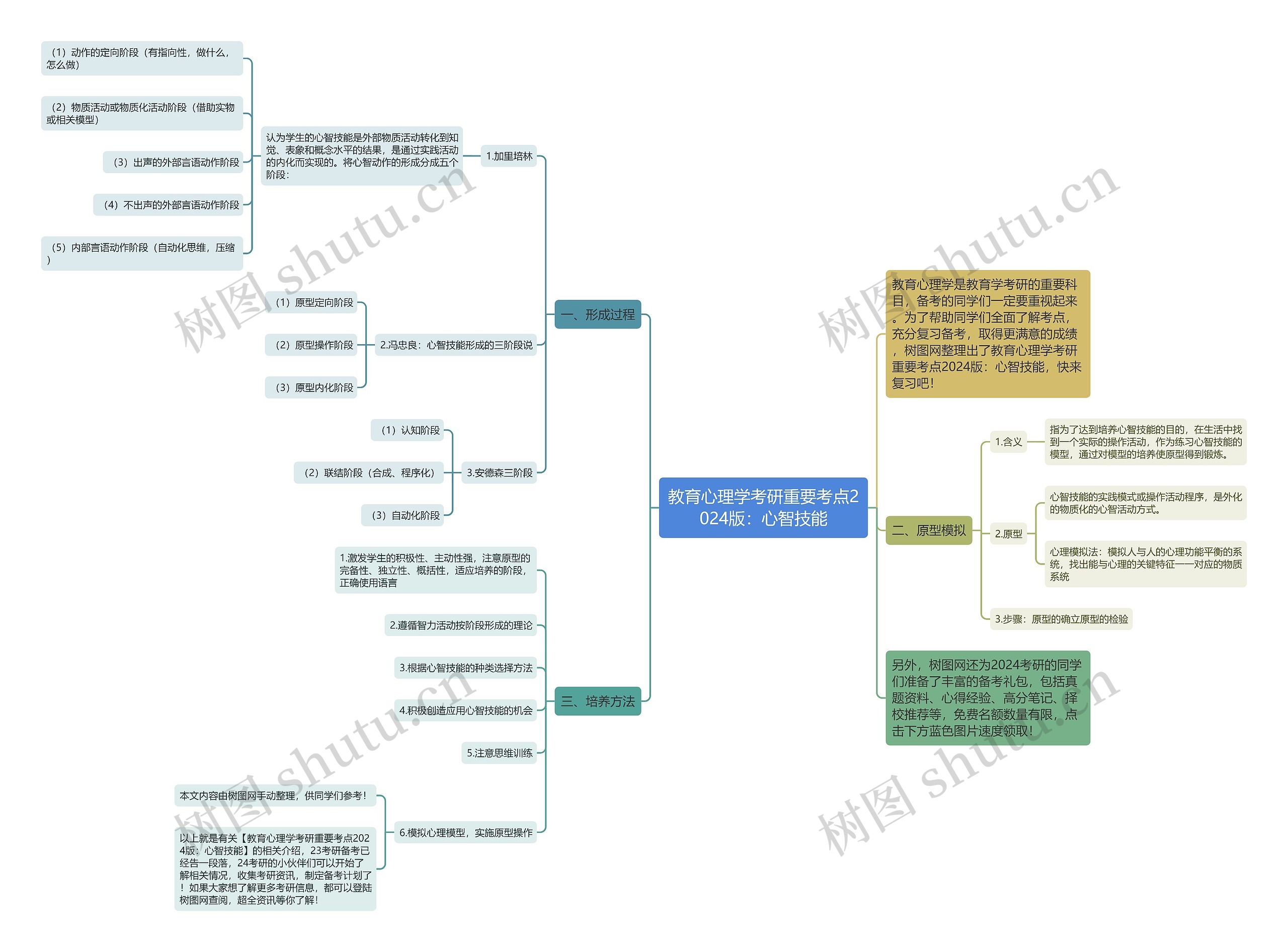 教育心理学考研重要考点2024版：心智技能思维导图