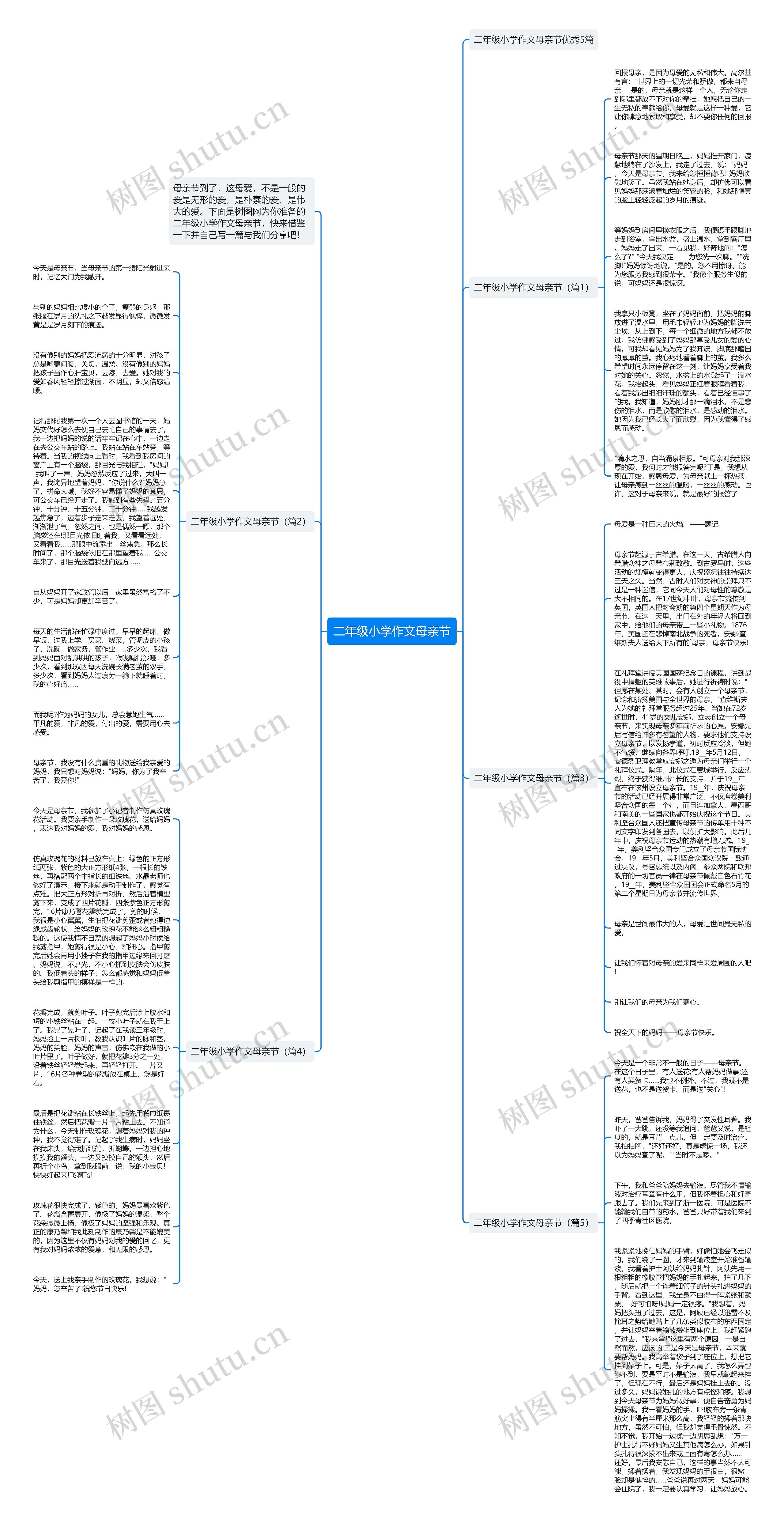 二年级小学作文母亲节思维导图