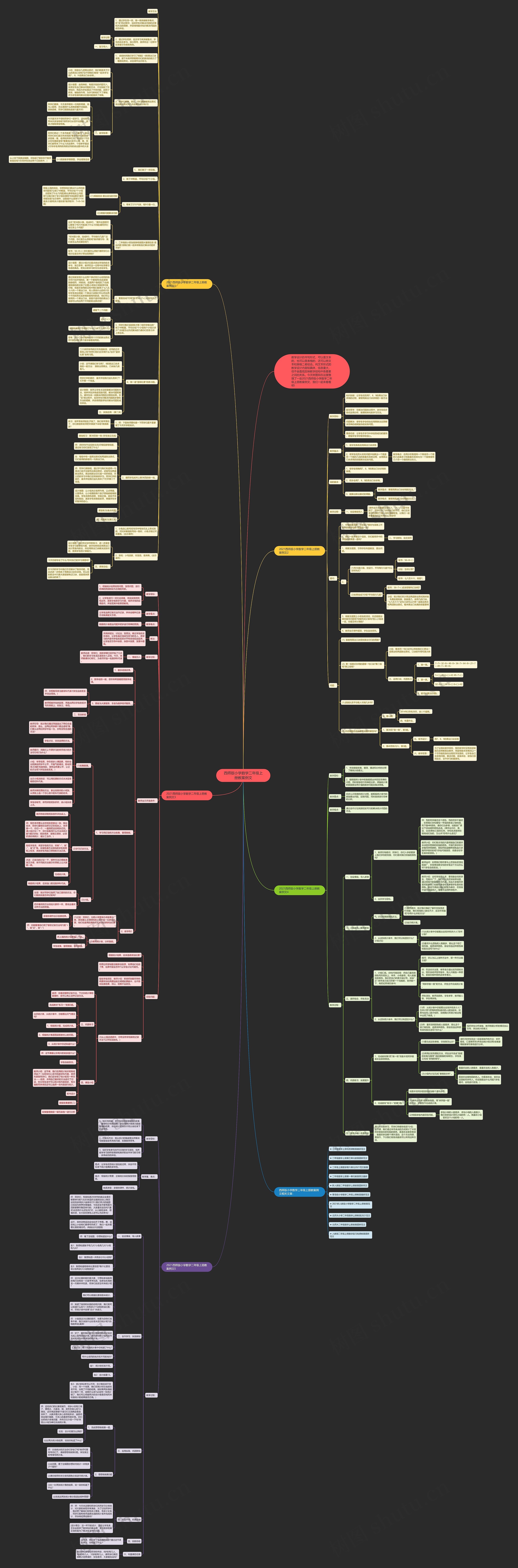 西师版小学数学二年级上册教案例文思维导图