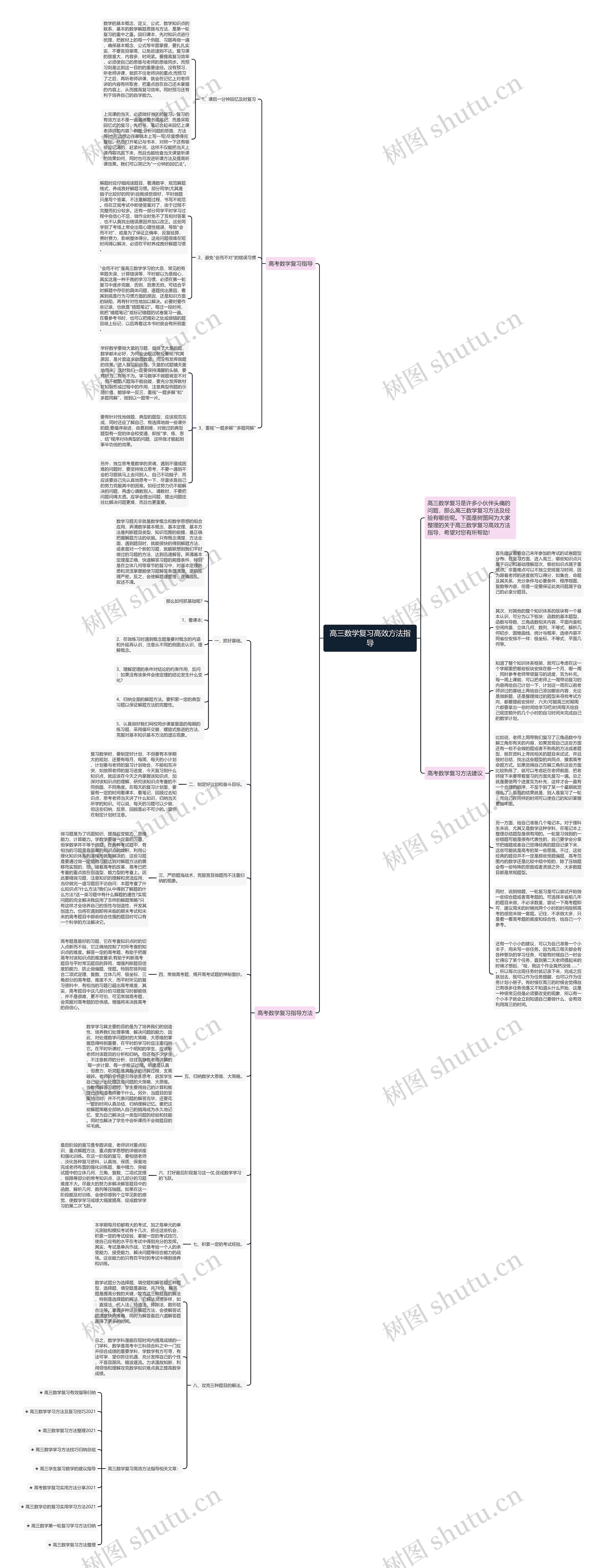 高三数学复习高效方法指导思维导图
