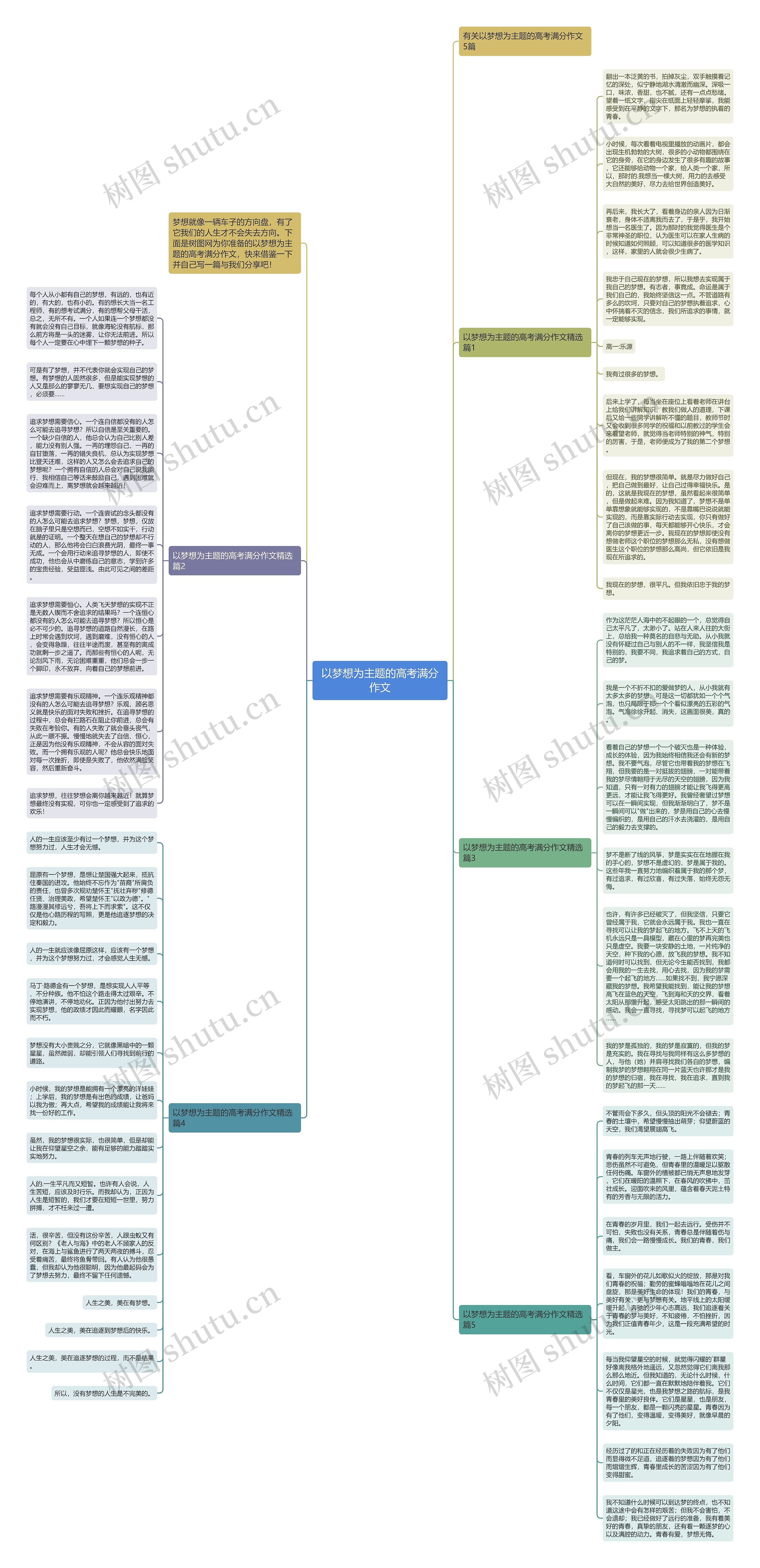 以梦想为主题的高考满分作文思维导图