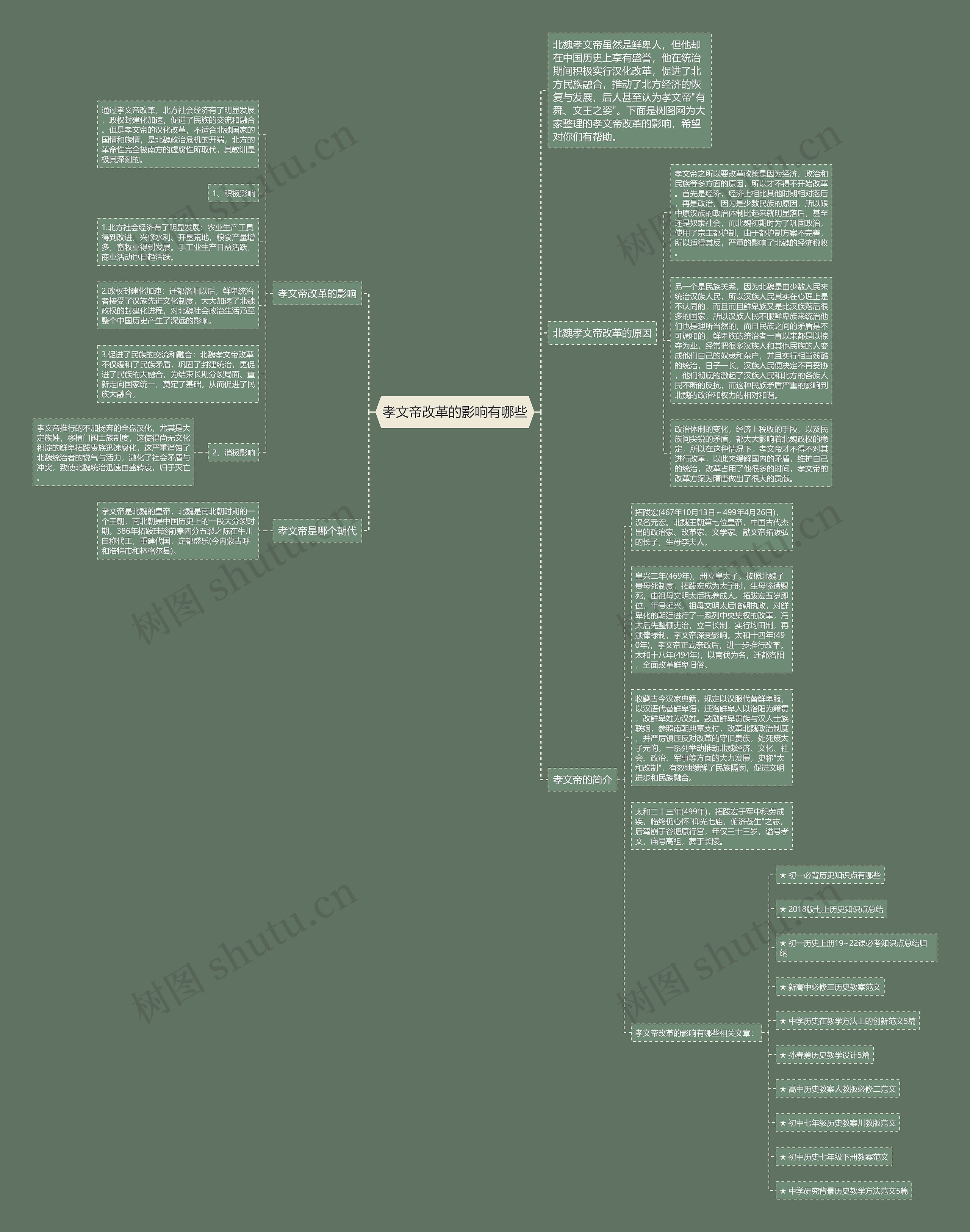 孝文帝改革的影响有哪些思维导图