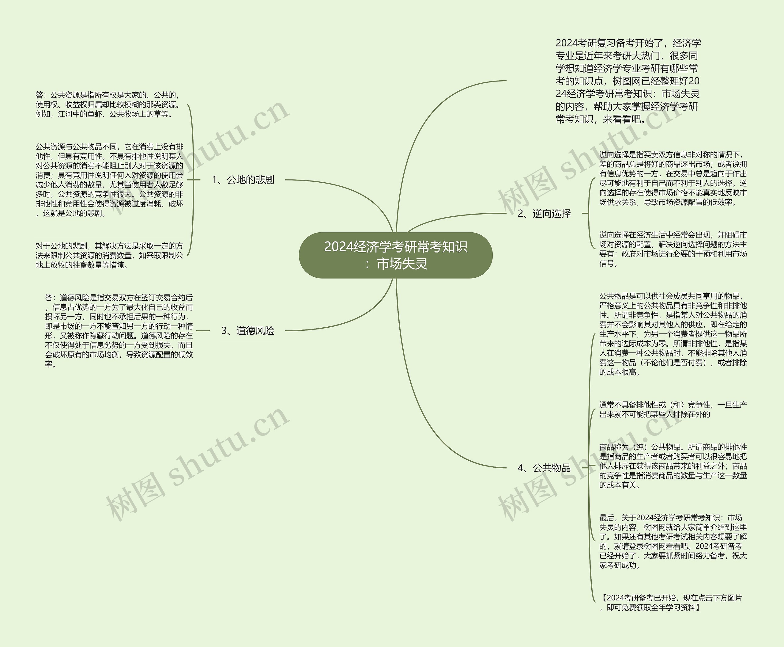 2024经济学考研常考知识：市场失灵思维导图