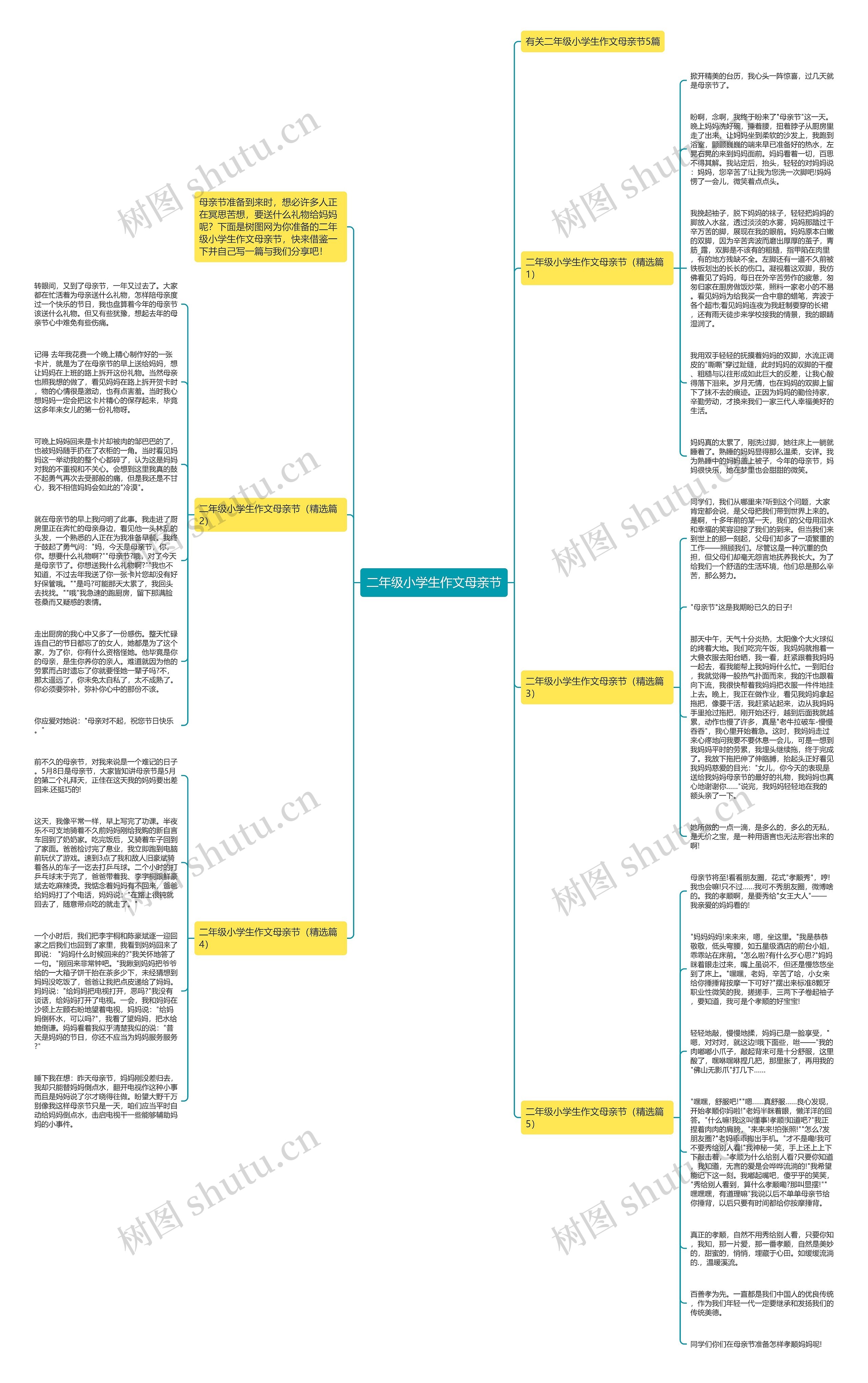 二年级小学生作文母亲节思维导图