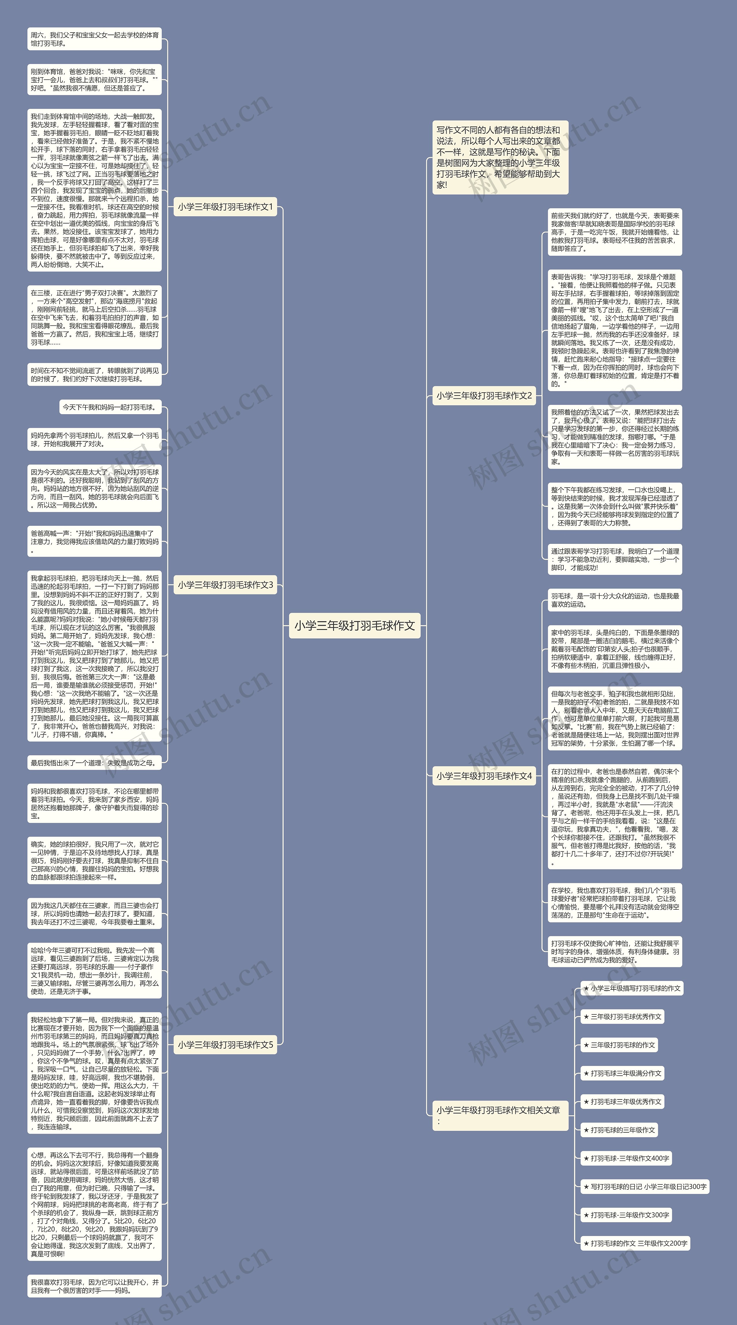 小学三年级打羽毛球作文思维导图