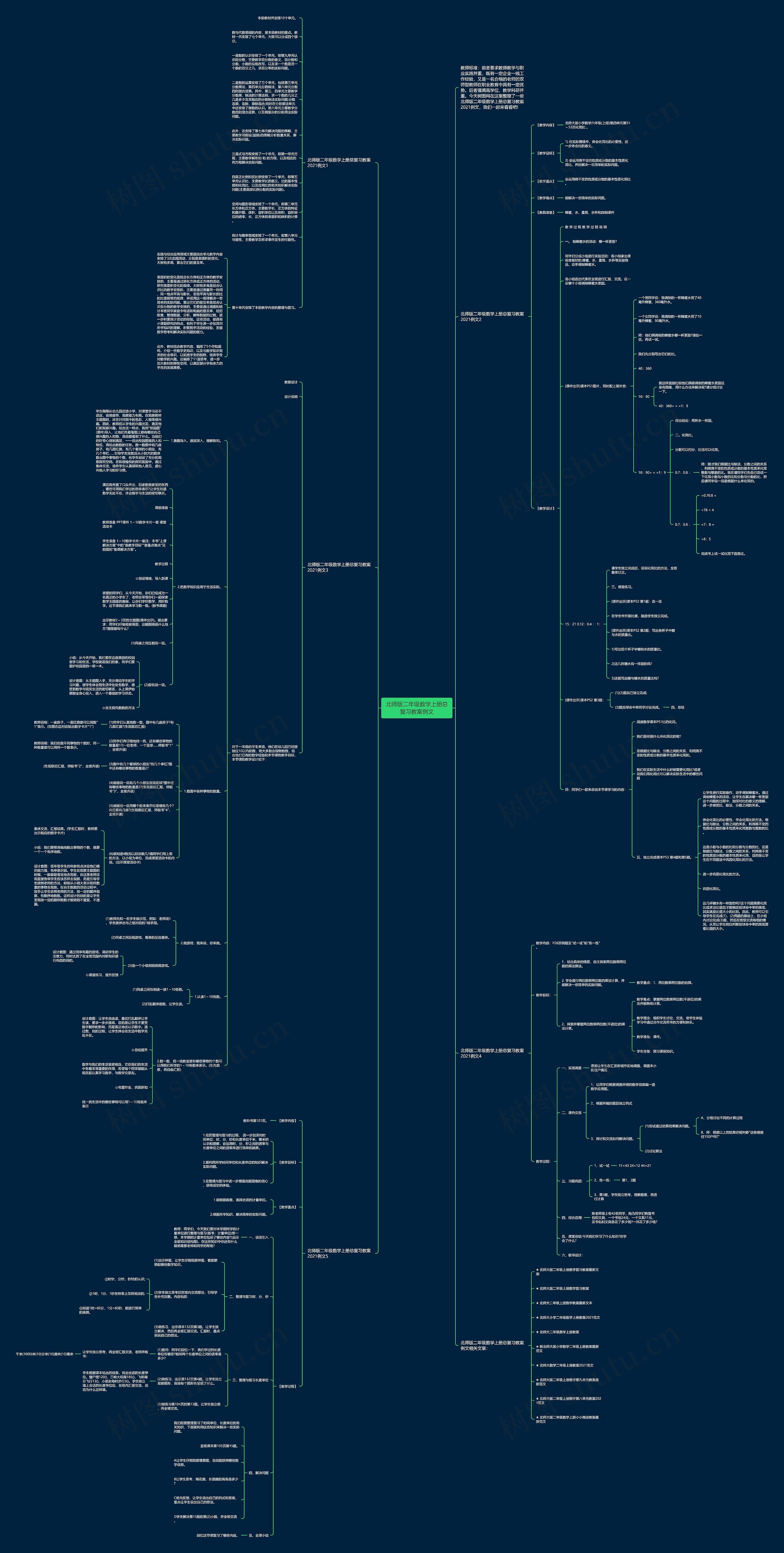 北师版二年级数学上册总复习教案例文