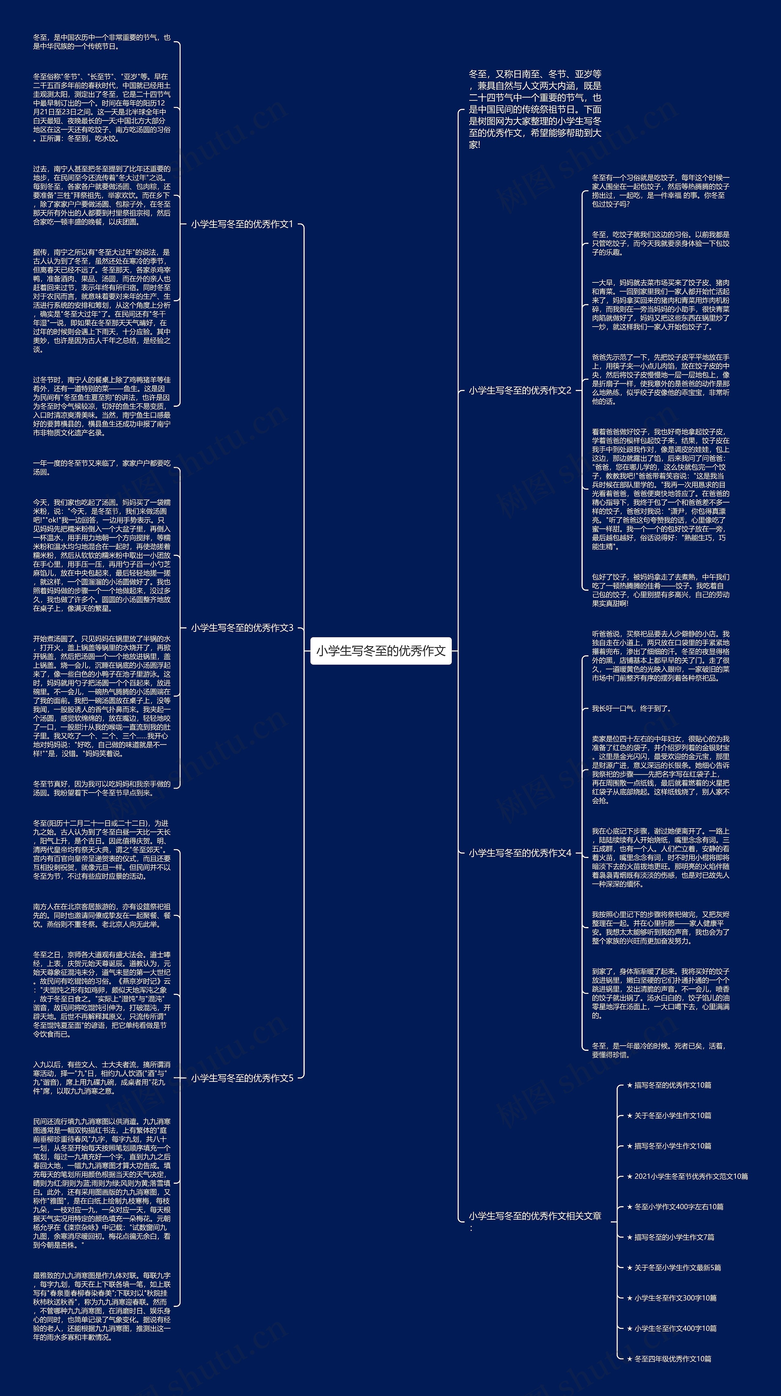小学生写冬至的优秀作文思维导图