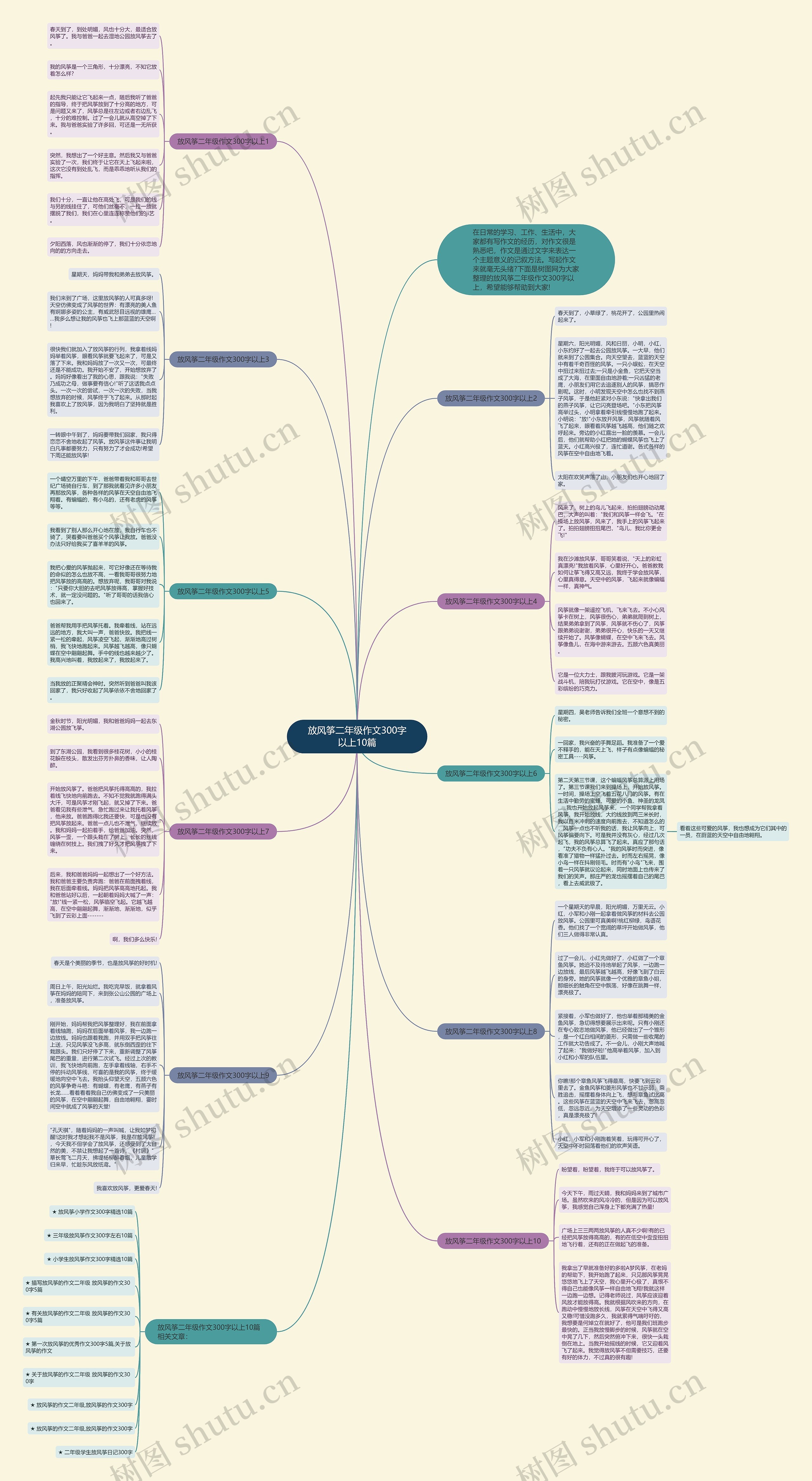放风筝二年级作文300字以上10篇思维导图