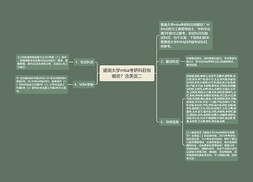 暨南大学mba考研科目有哪些？含英语二