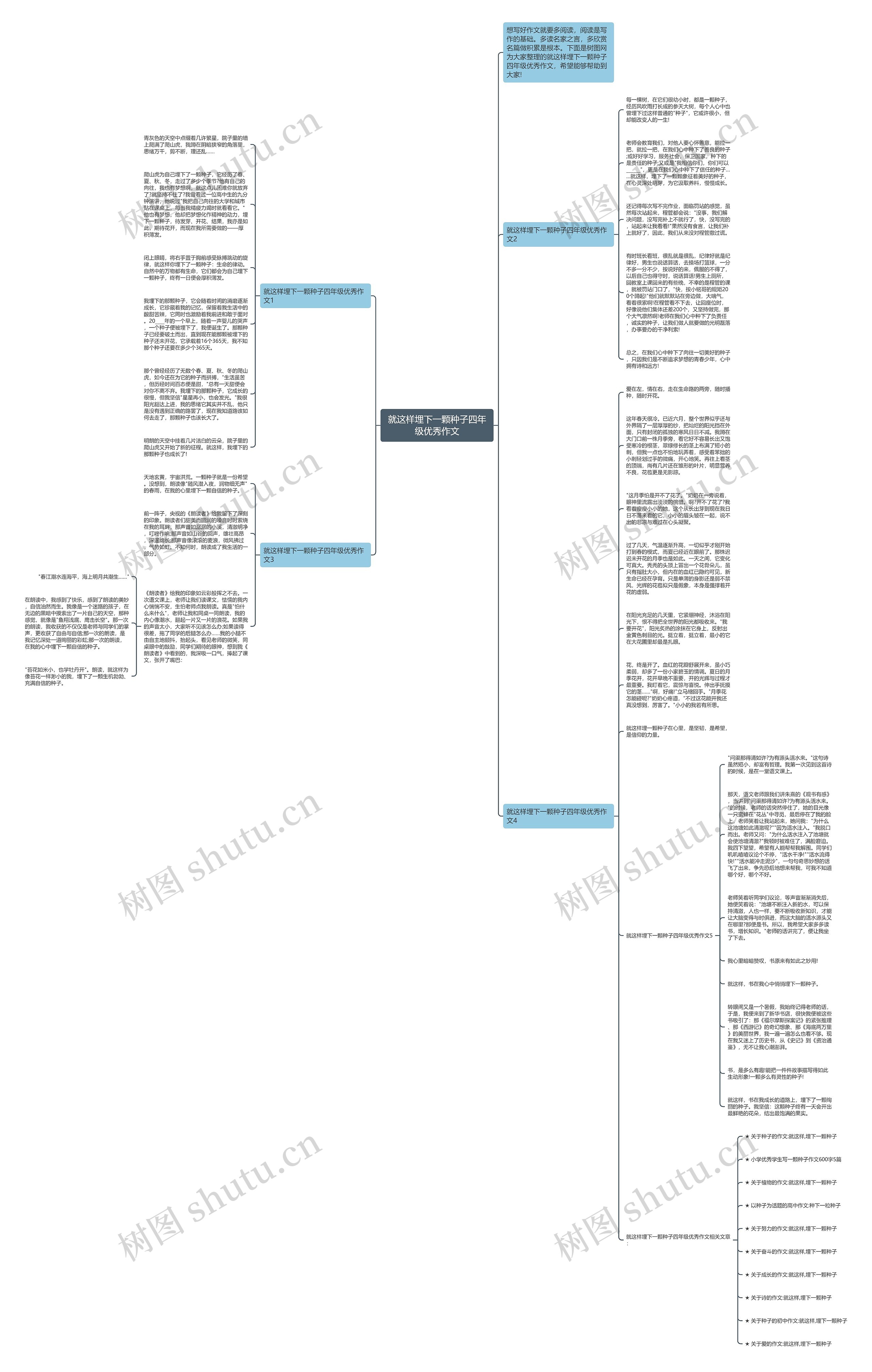 就这样埋下一颗种子四年级优秀作文思维导图