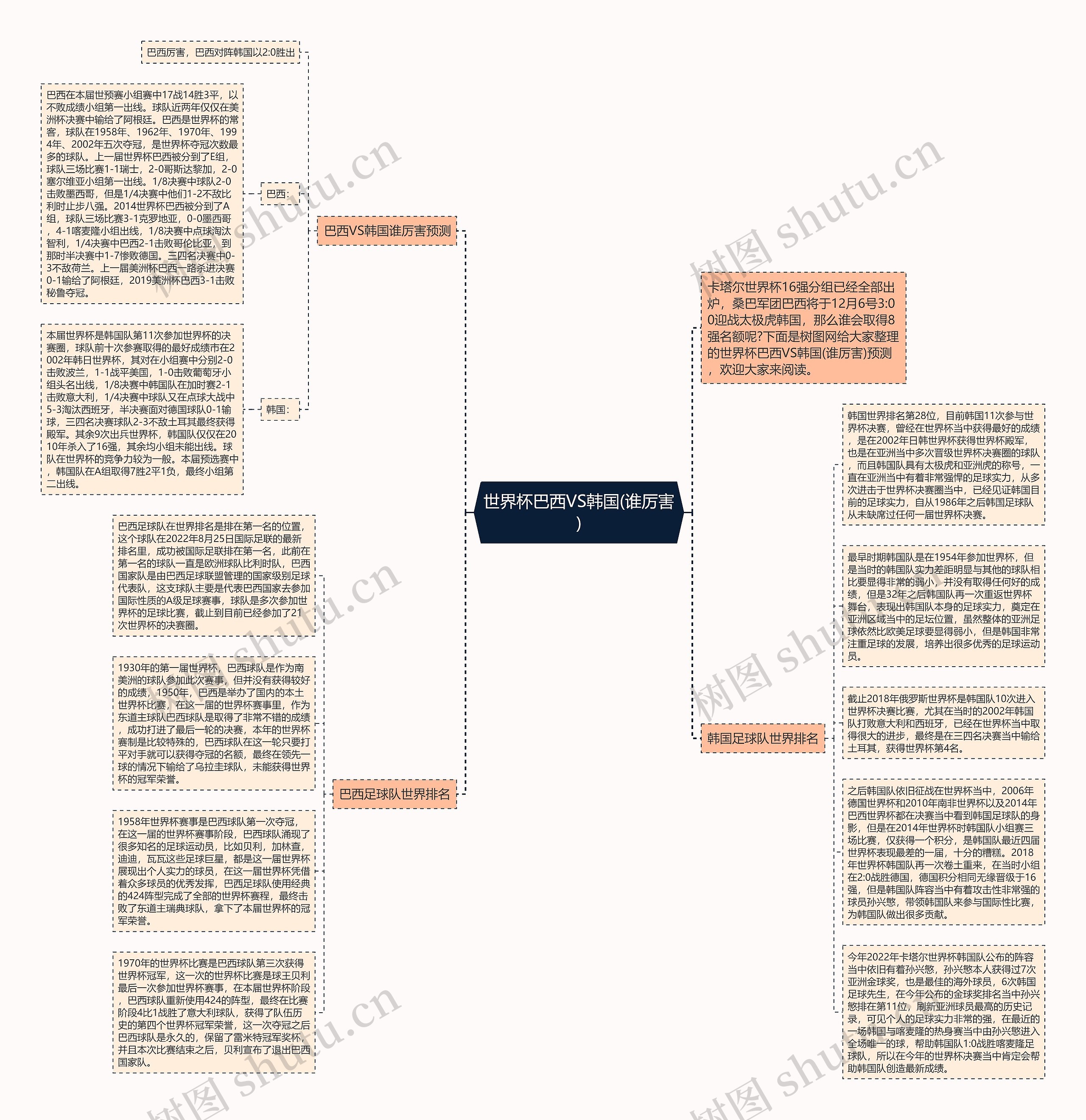 世界杯巴西VS韩国(谁厉害)思维导图