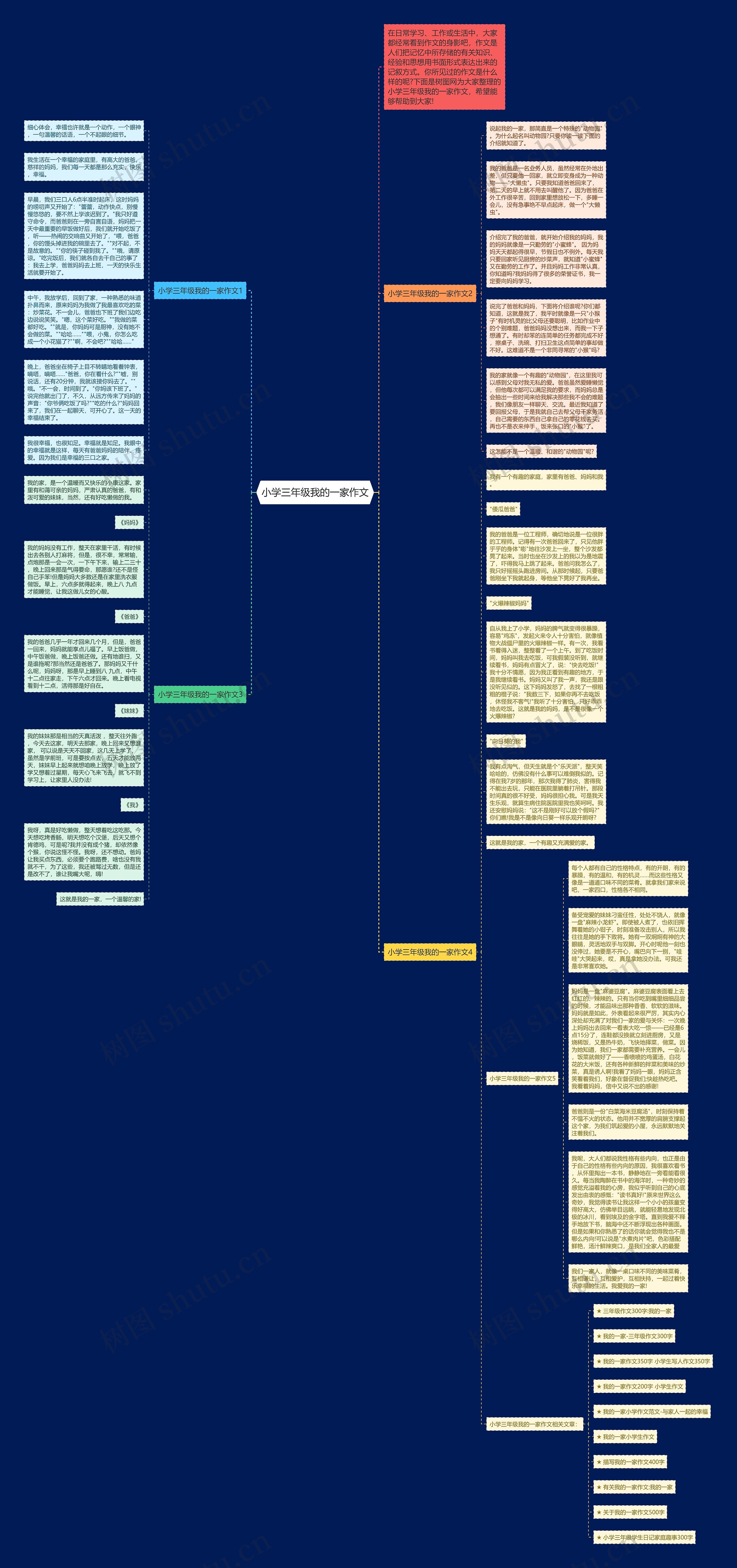 小学三年级我的一家作文思维导图