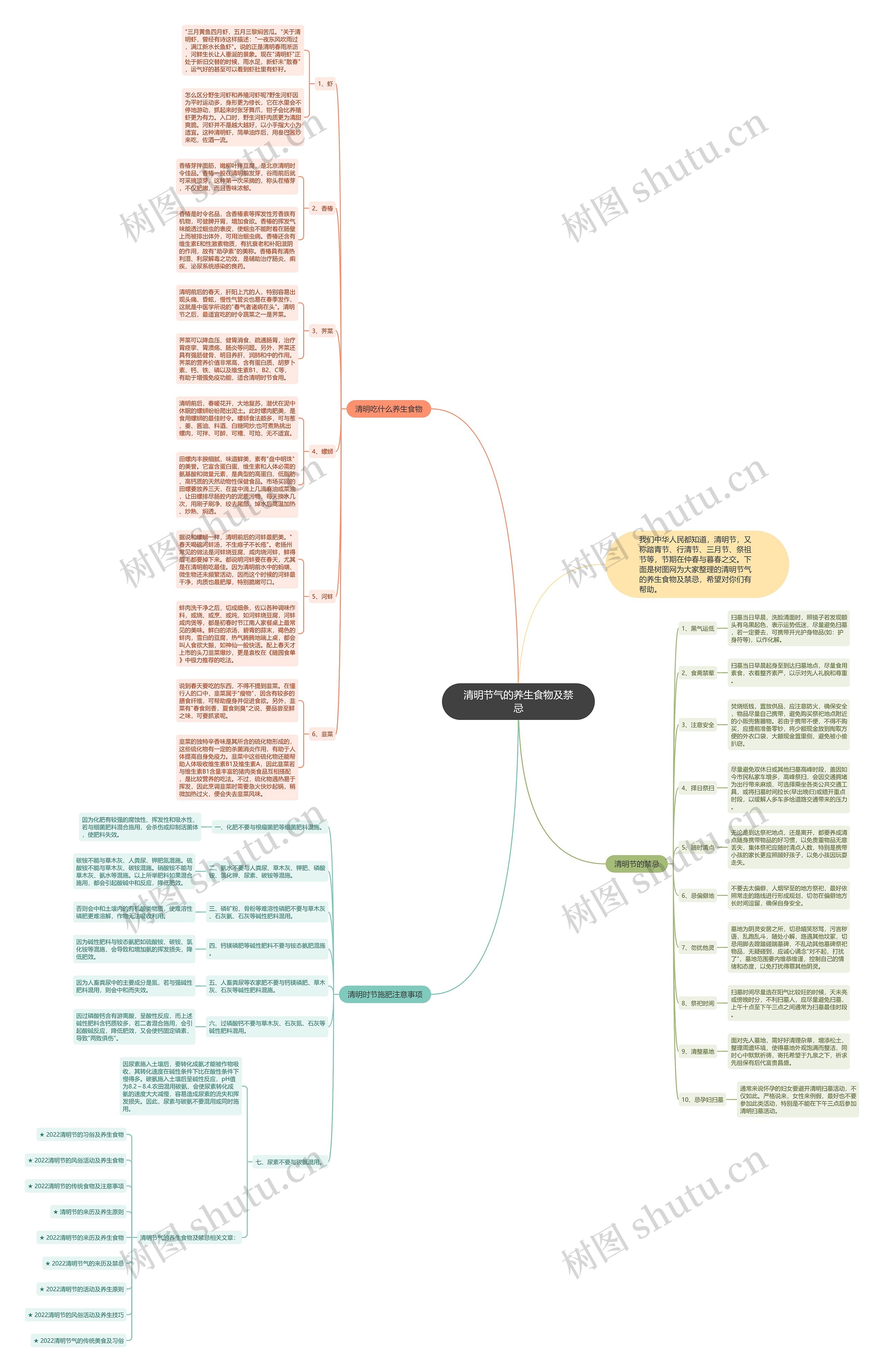 清明节气的养生食物及禁忌思维导图