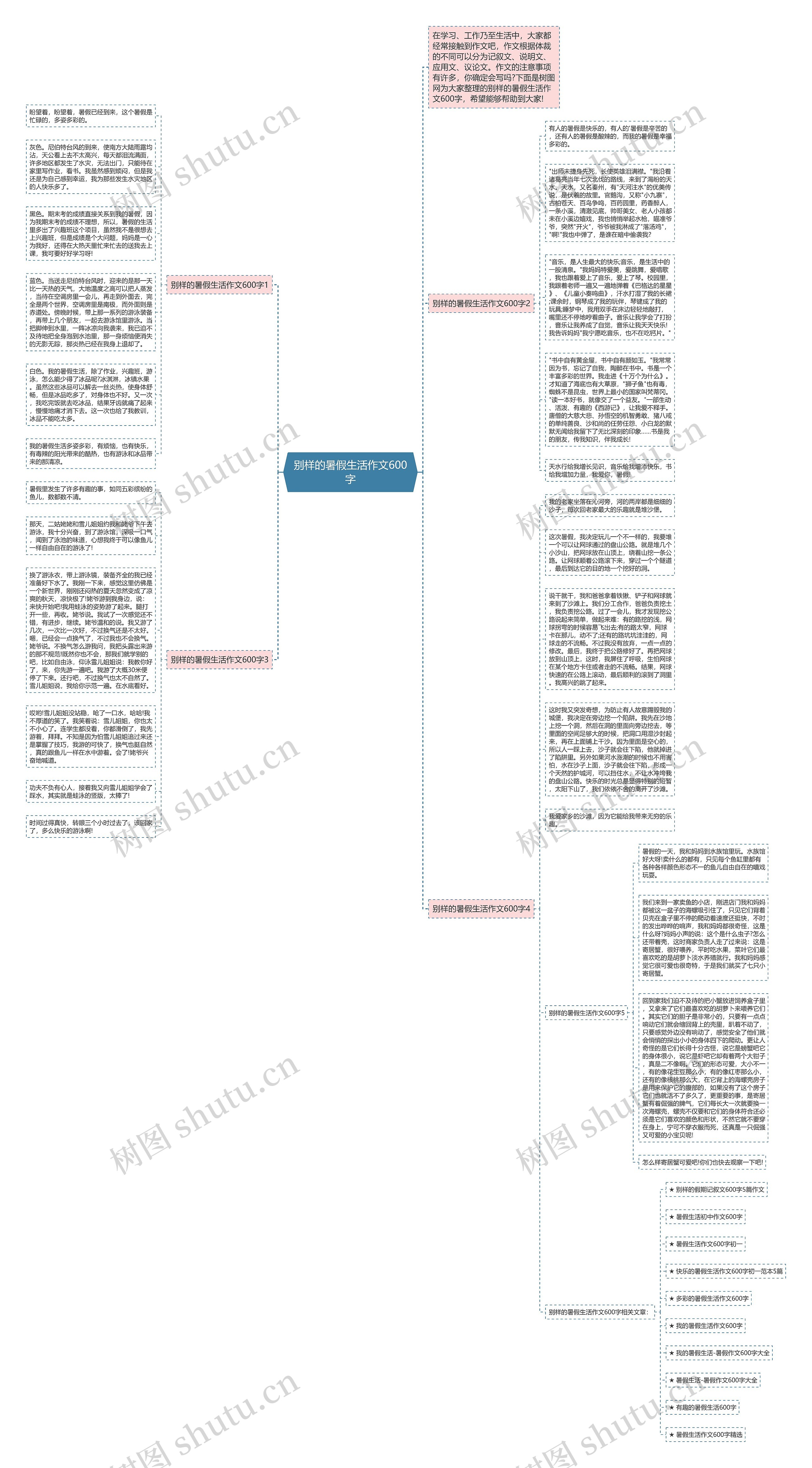别样的暑假生活作文600字思维导图