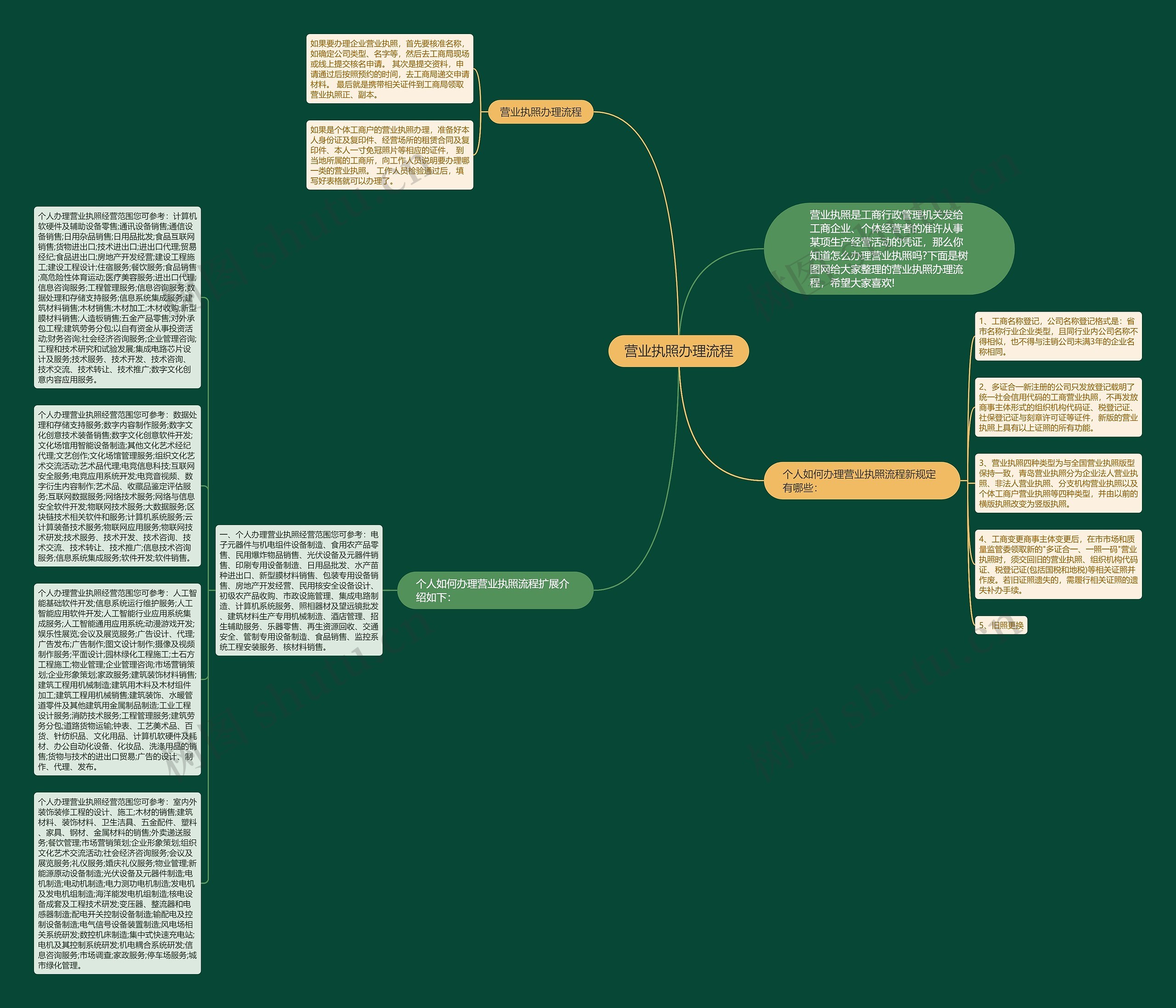 营业执照办理流程思维导图