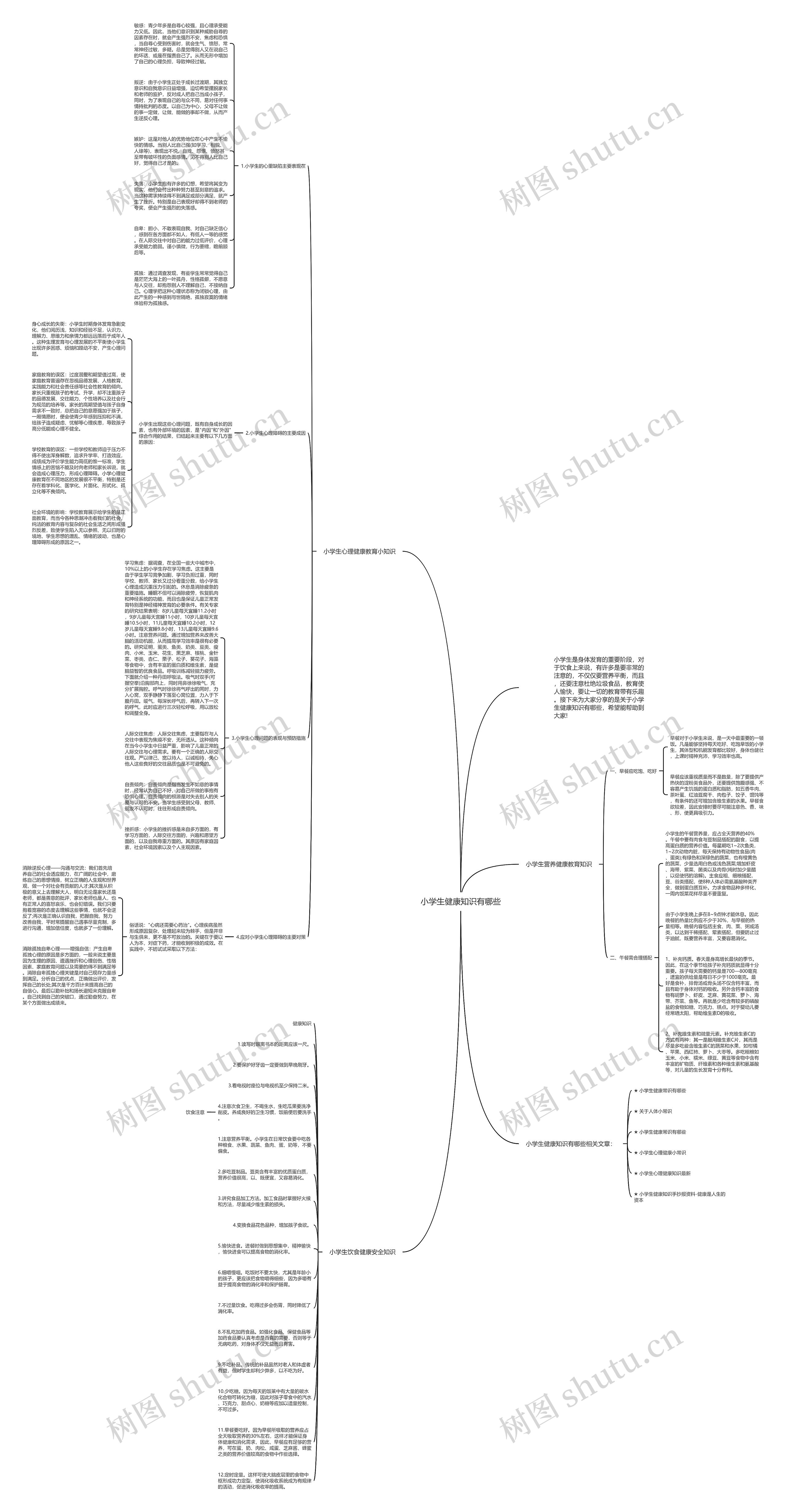 小学生健康知识有哪些思维导图