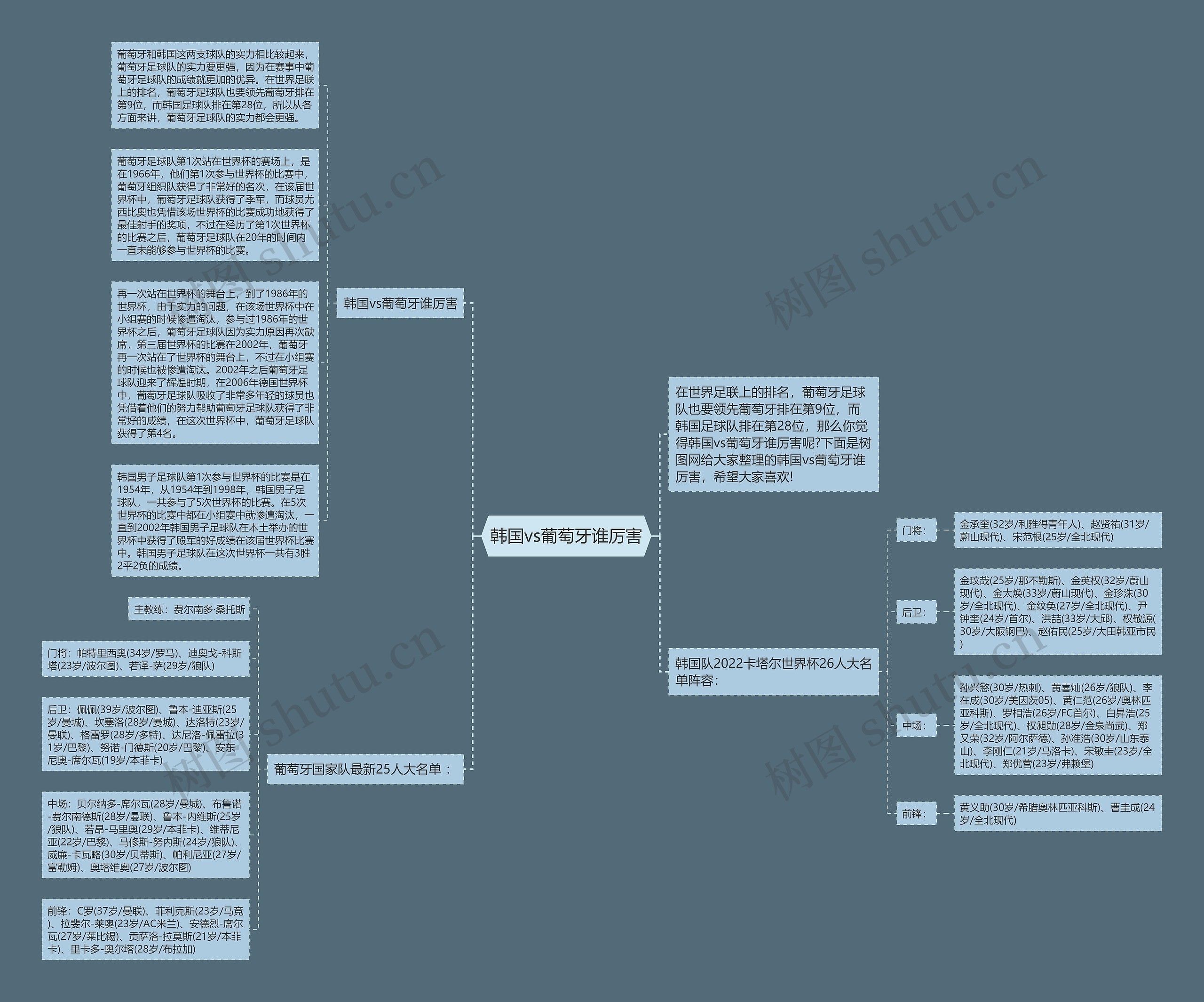 韩国vs葡萄牙谁厉害思维导图