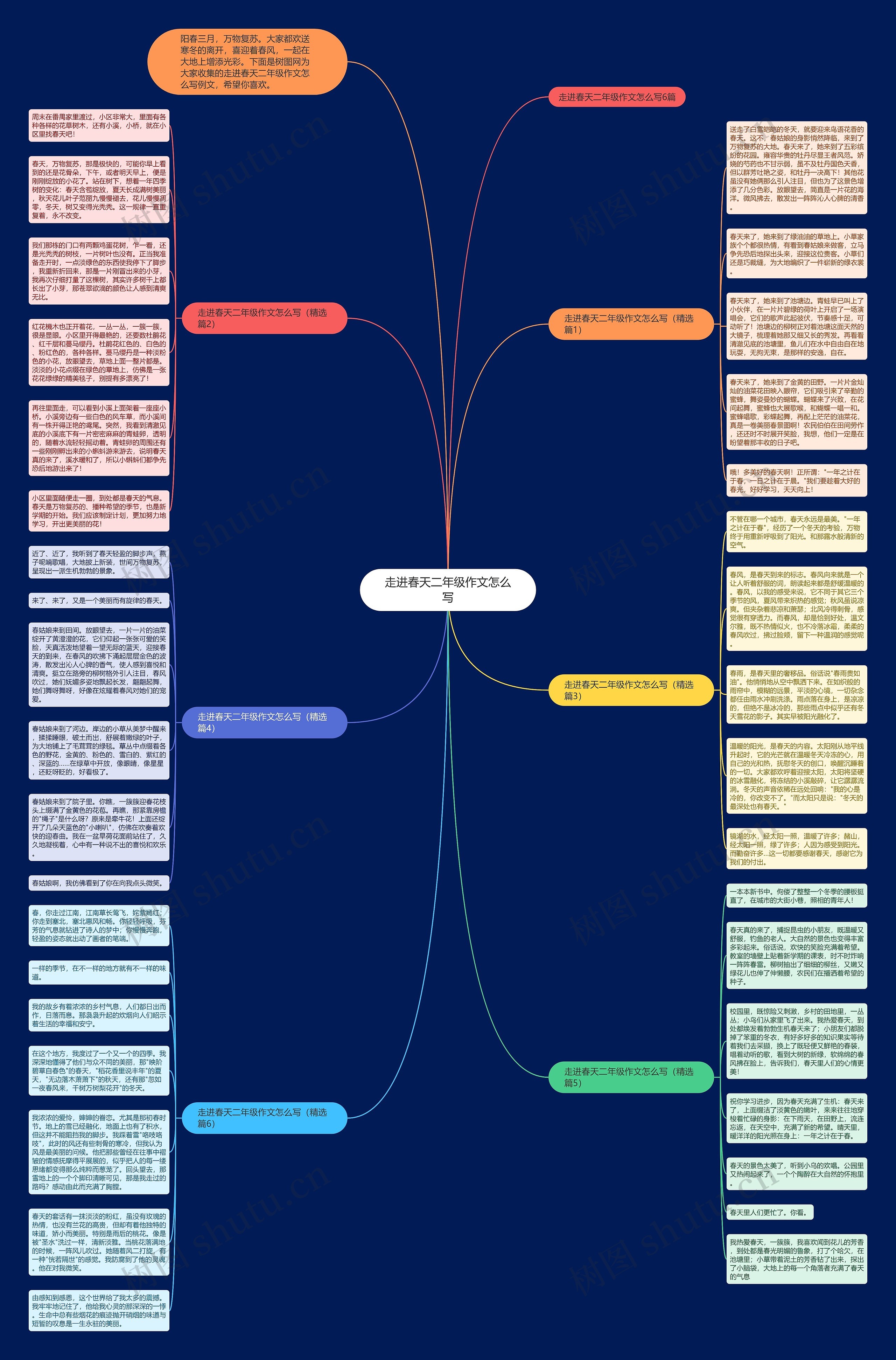 走进春天二年级作文怎么写思维导图