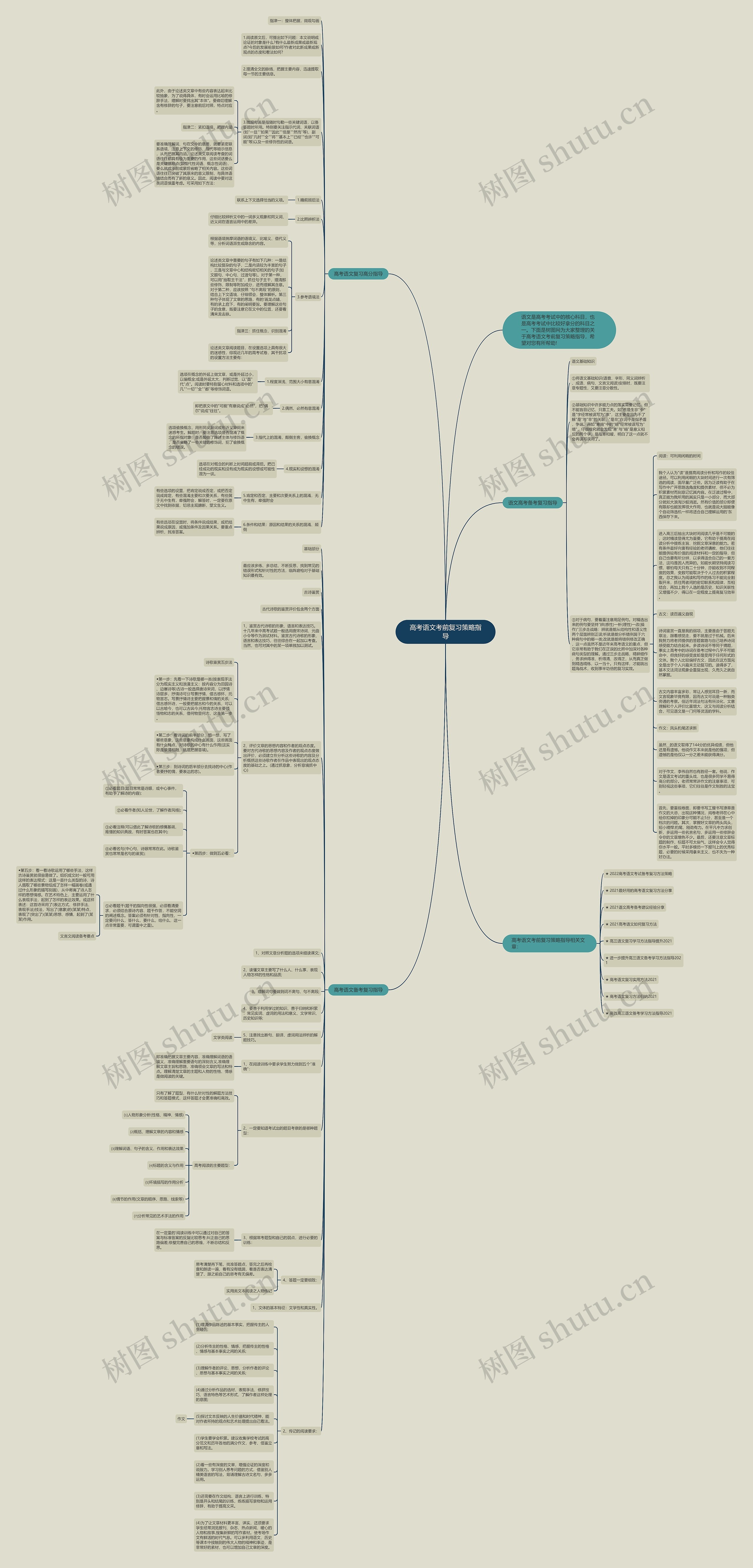 高考语文考前复习策略指导思维导图