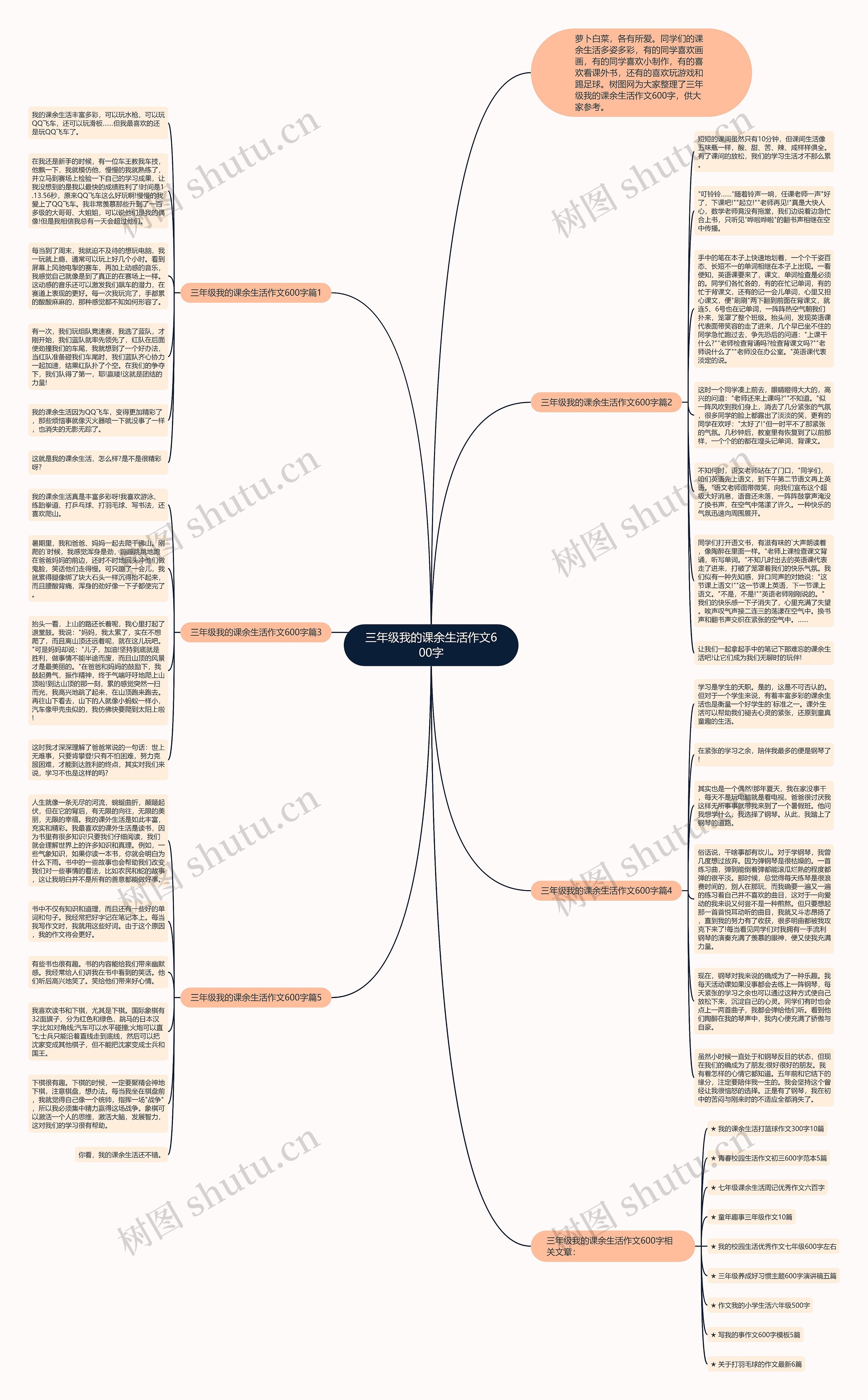 三年级我的课余生活作文600字思维导图