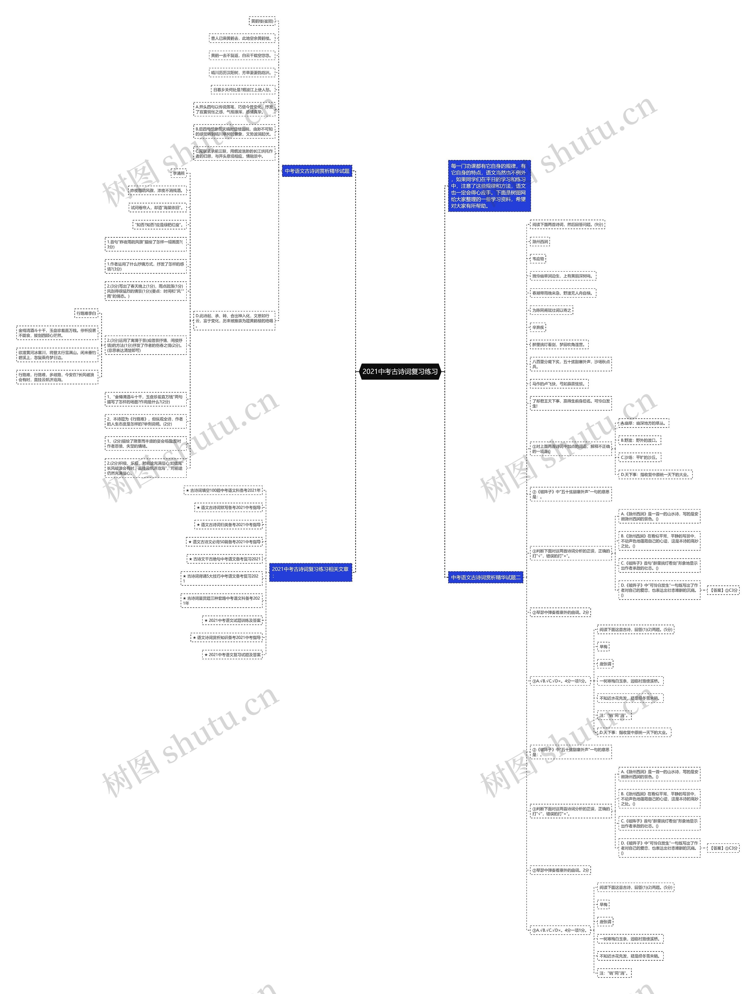 2021中考古诗词复习练习思维导图