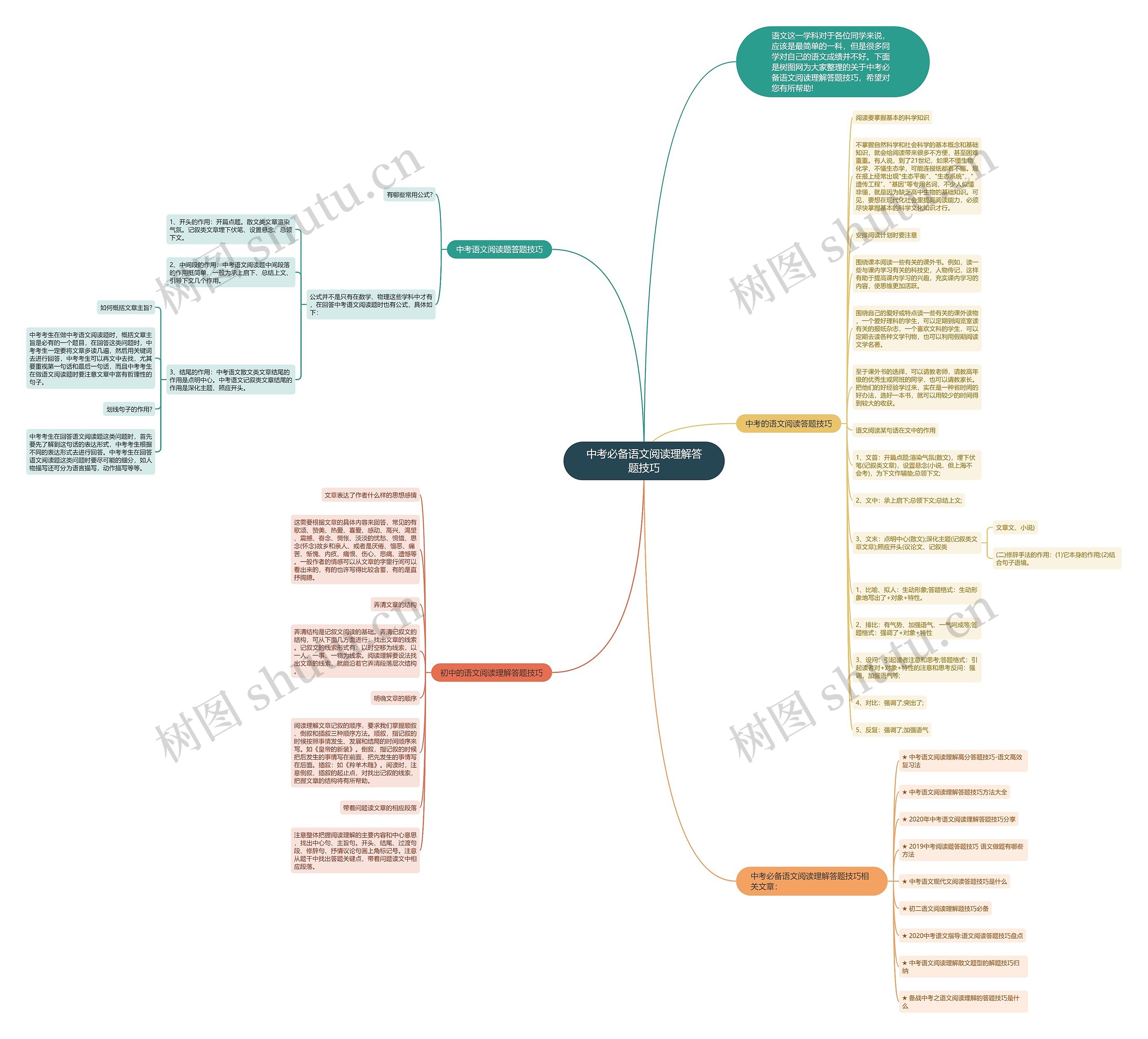 中考必备语文阅读理解答题技巧思维导图