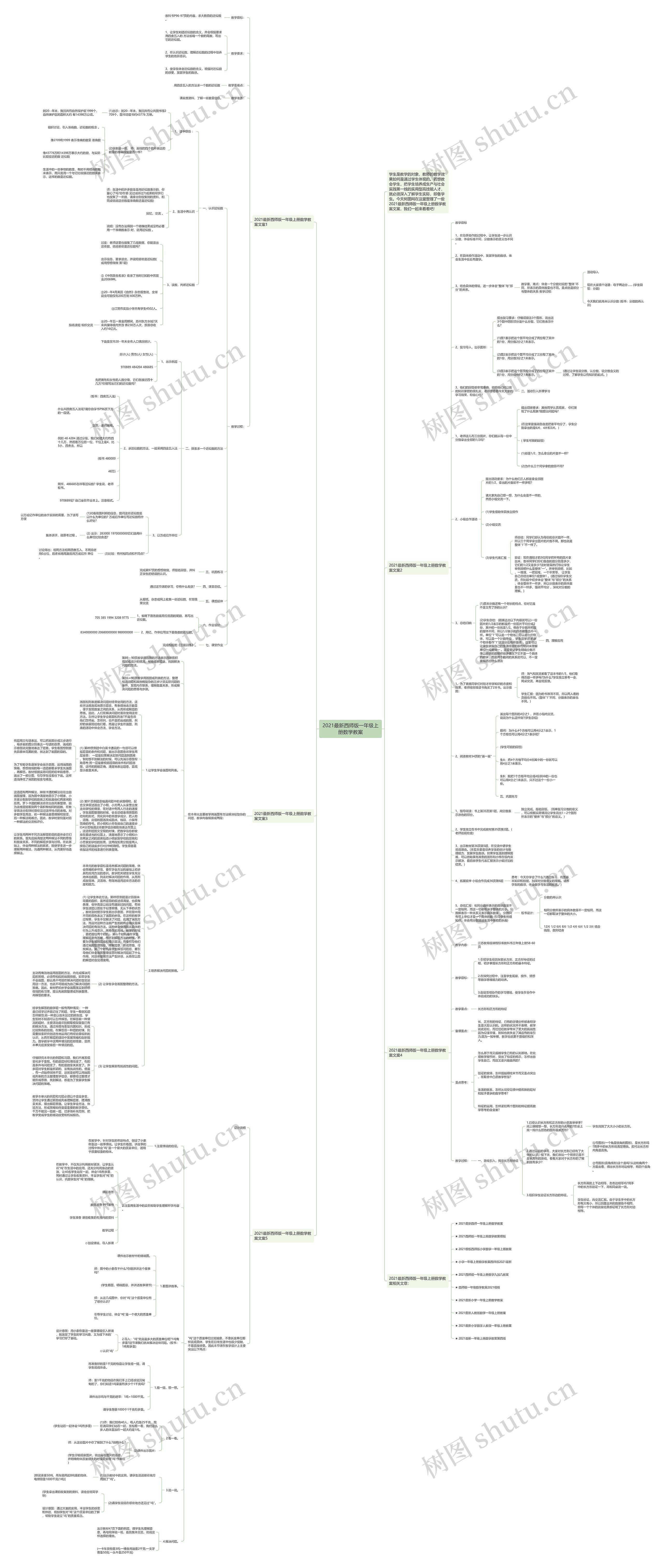 2021最新西师版一年级上册数学教案