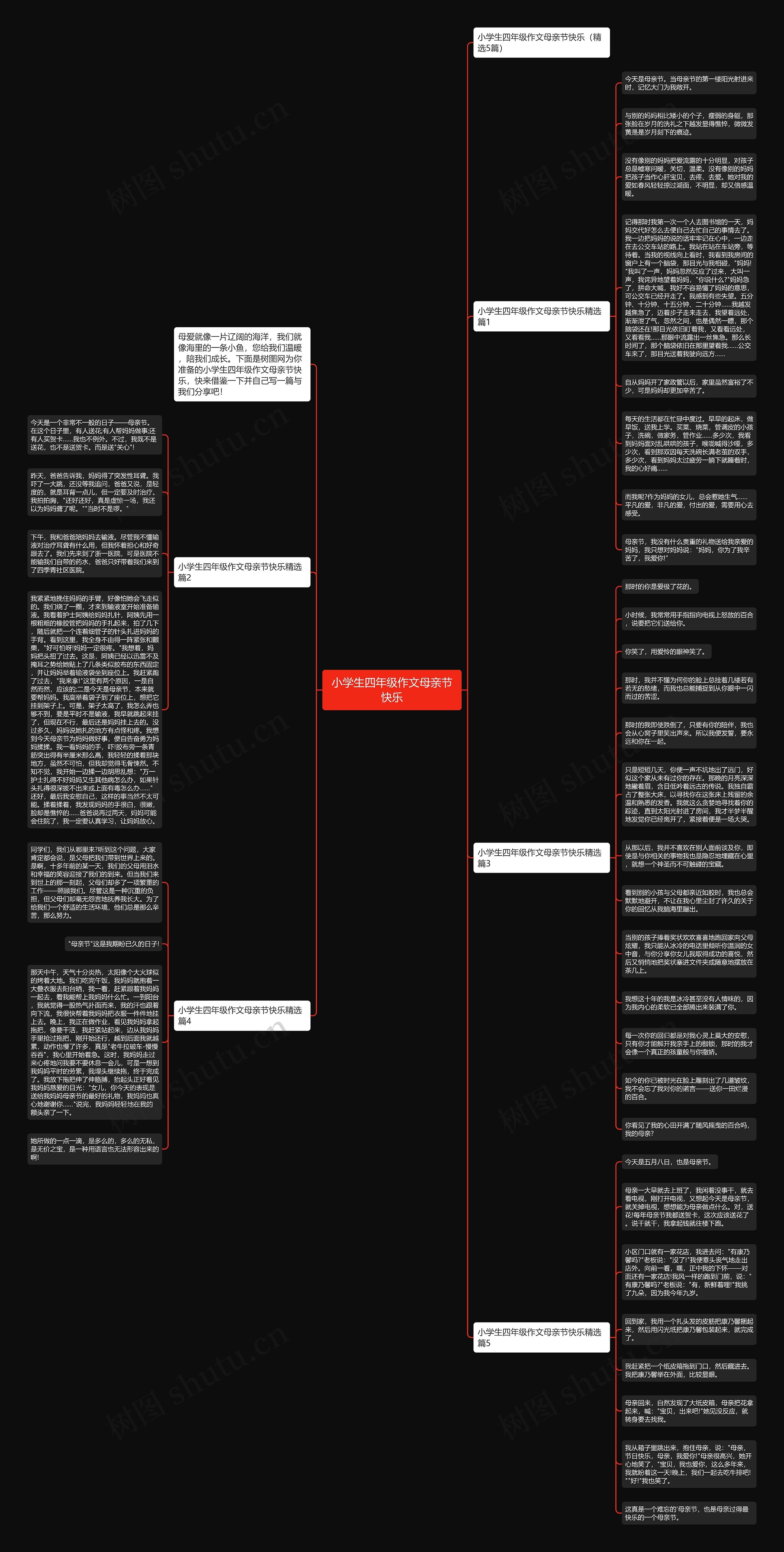 小学生四年级作文母亲节快乐思维导图