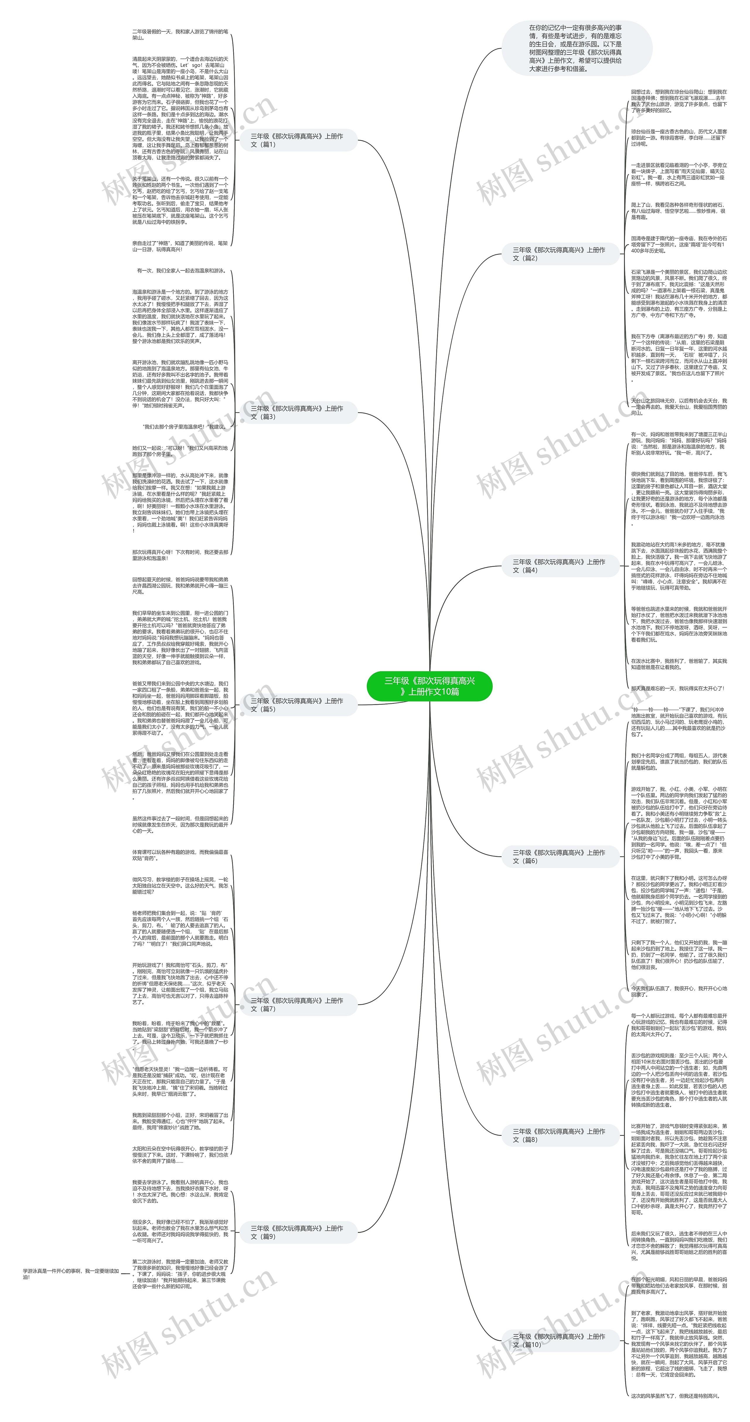 三年级《那次玩得真高兴》上册作文10篇思维导图