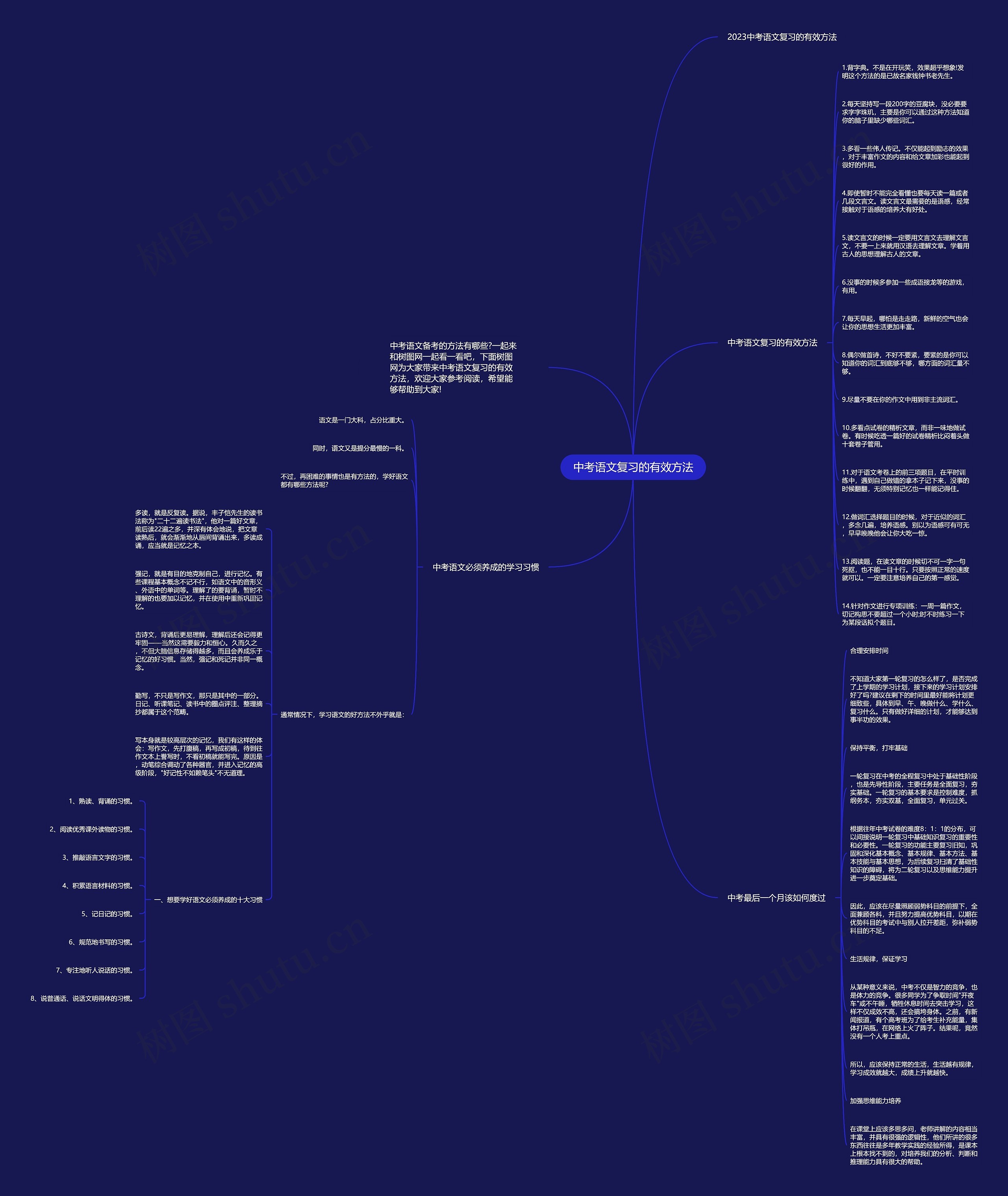 中考语文复习的有效方法思维导图