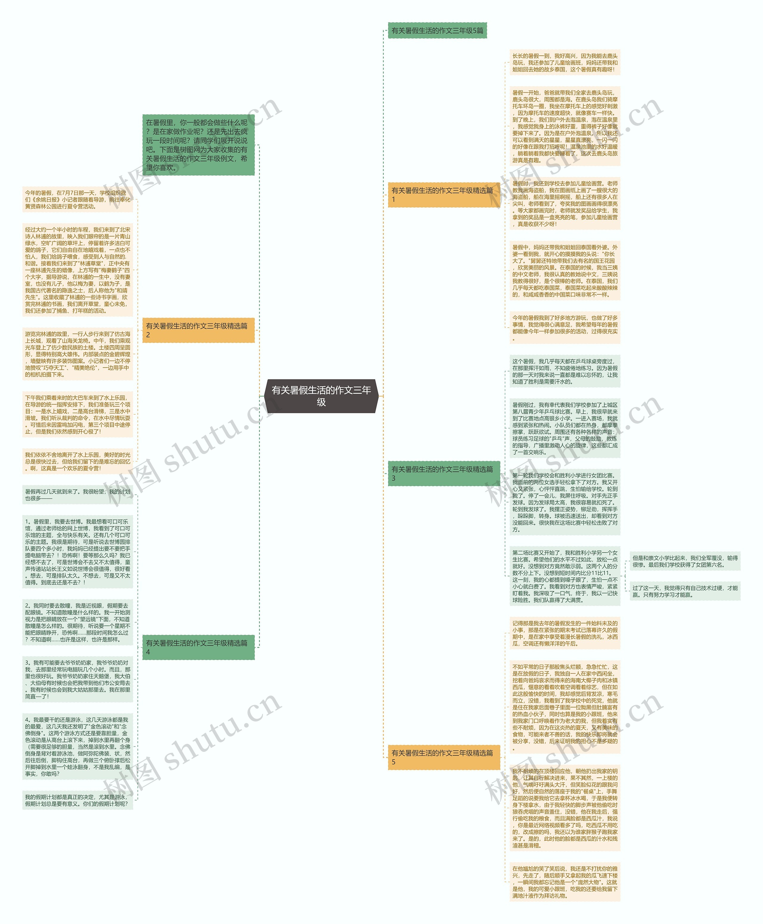 有关暑假生活的作文三年级思维导图