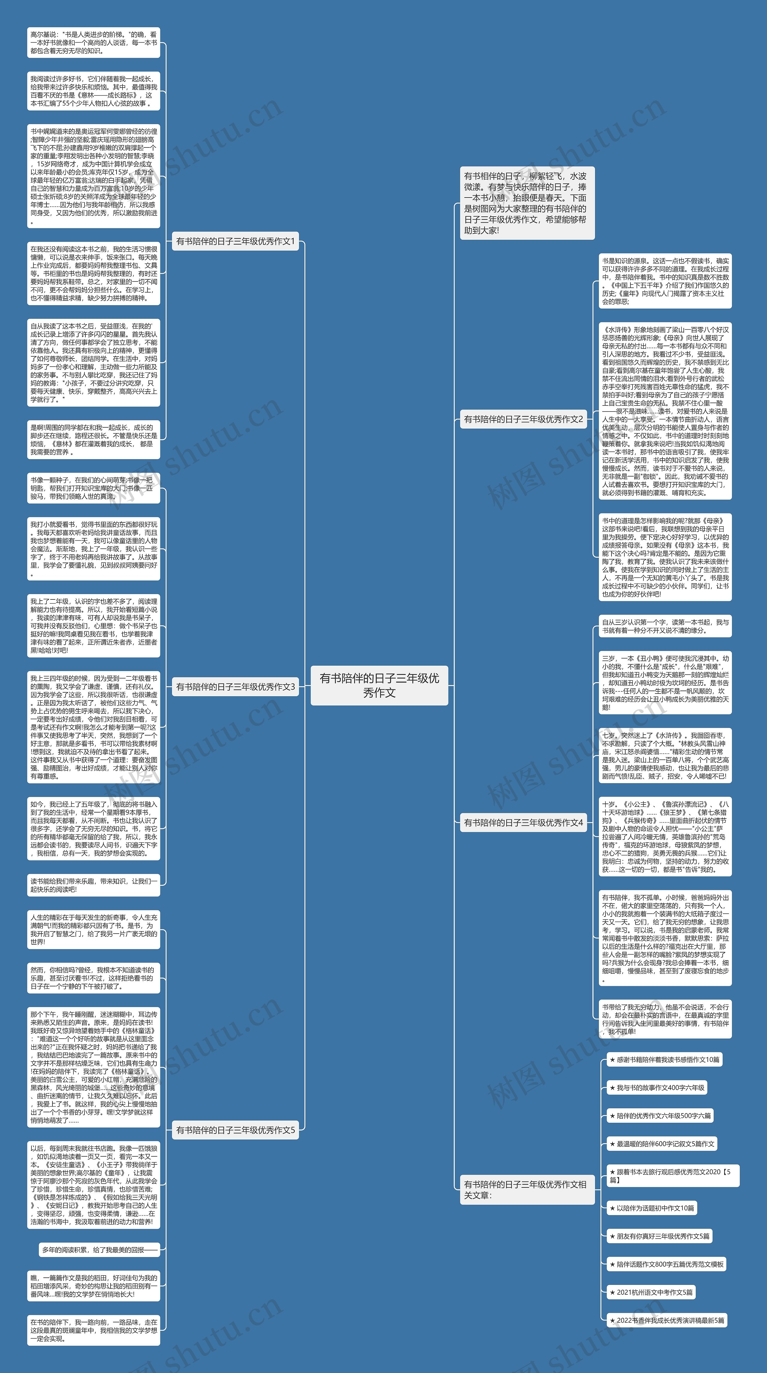 有书陪伴的日子三年级优秀作文思维导图