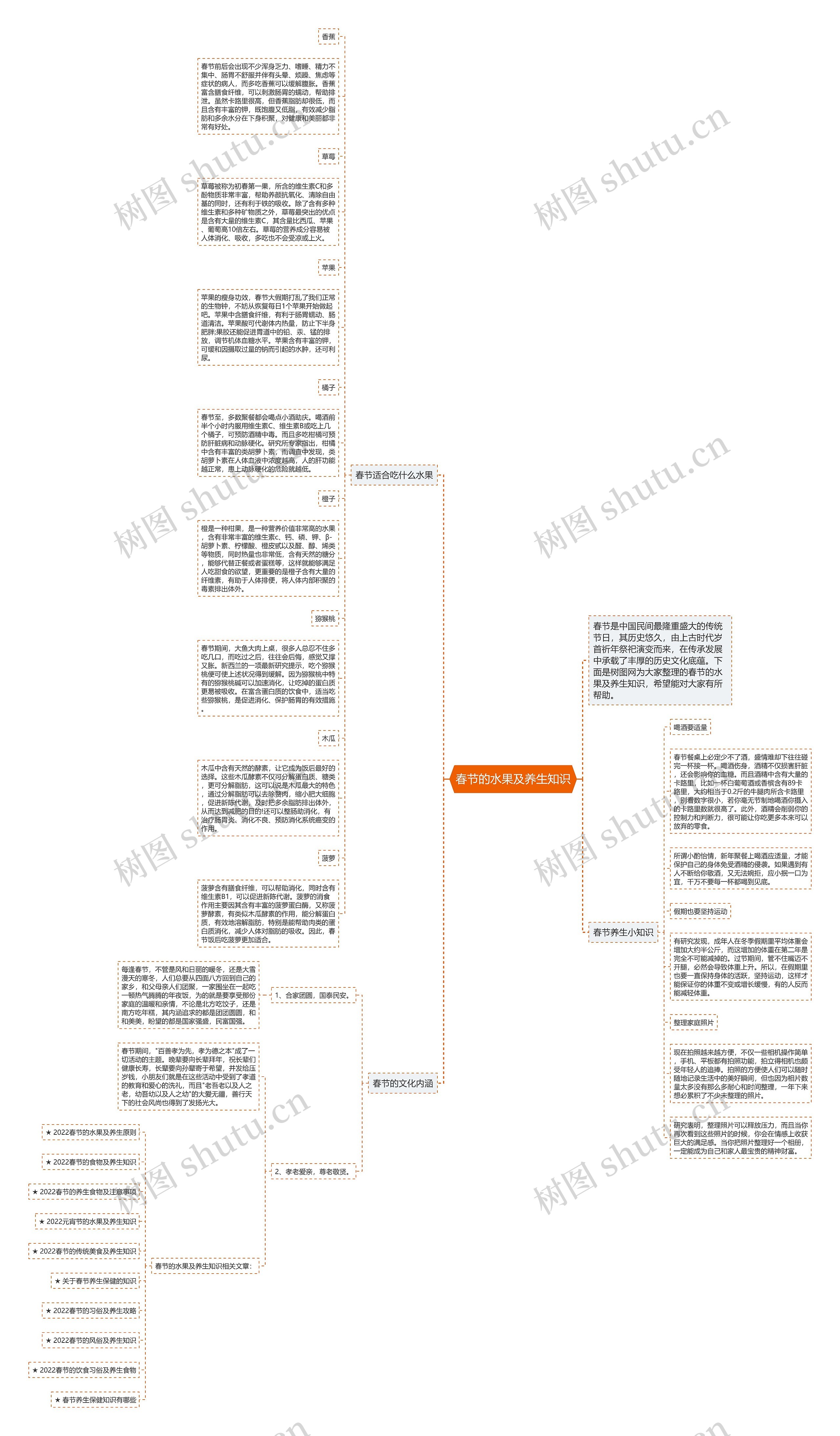 春节的水果及养生知识思维导图