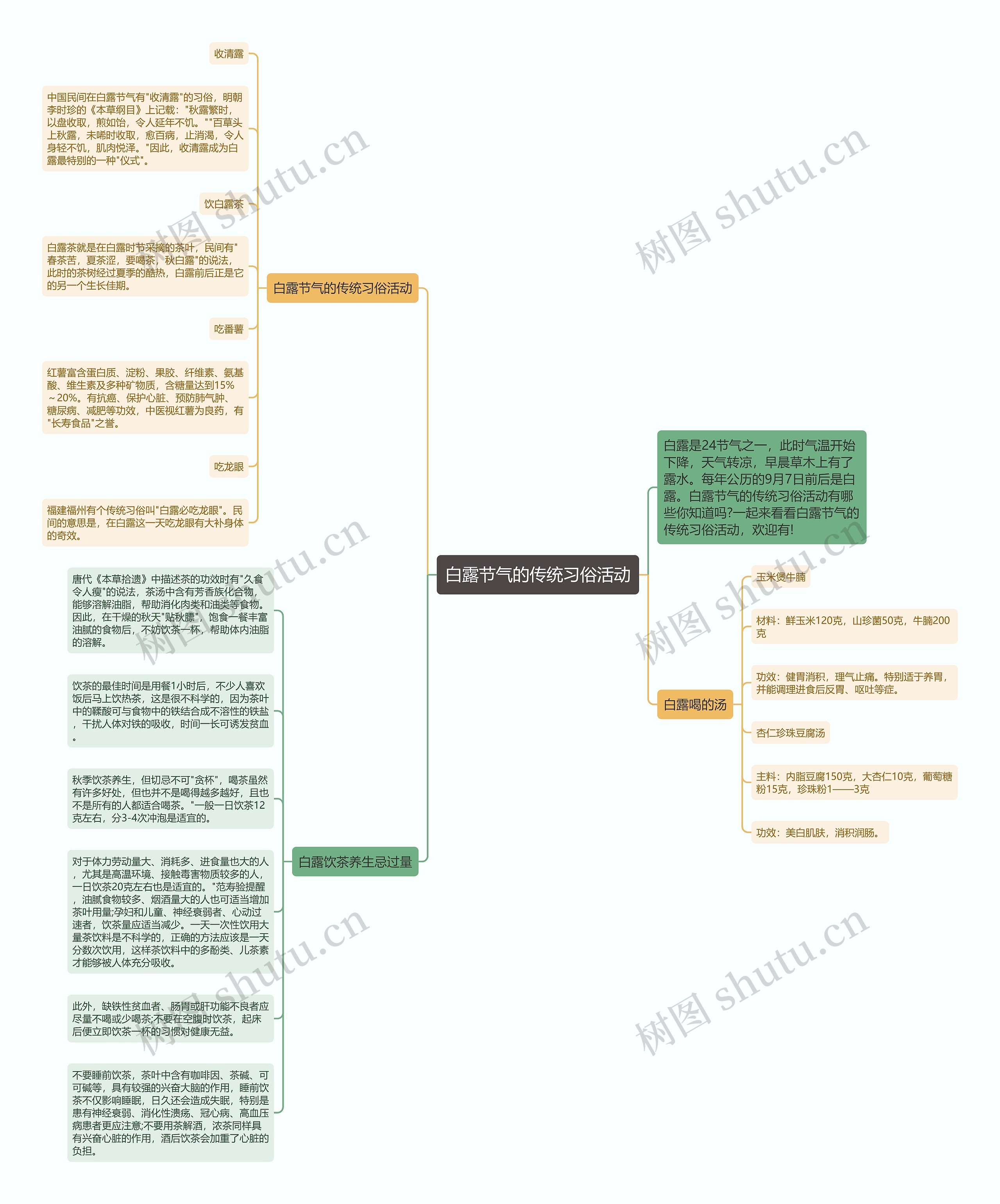 白露节气的传统习俗活动思维导图
