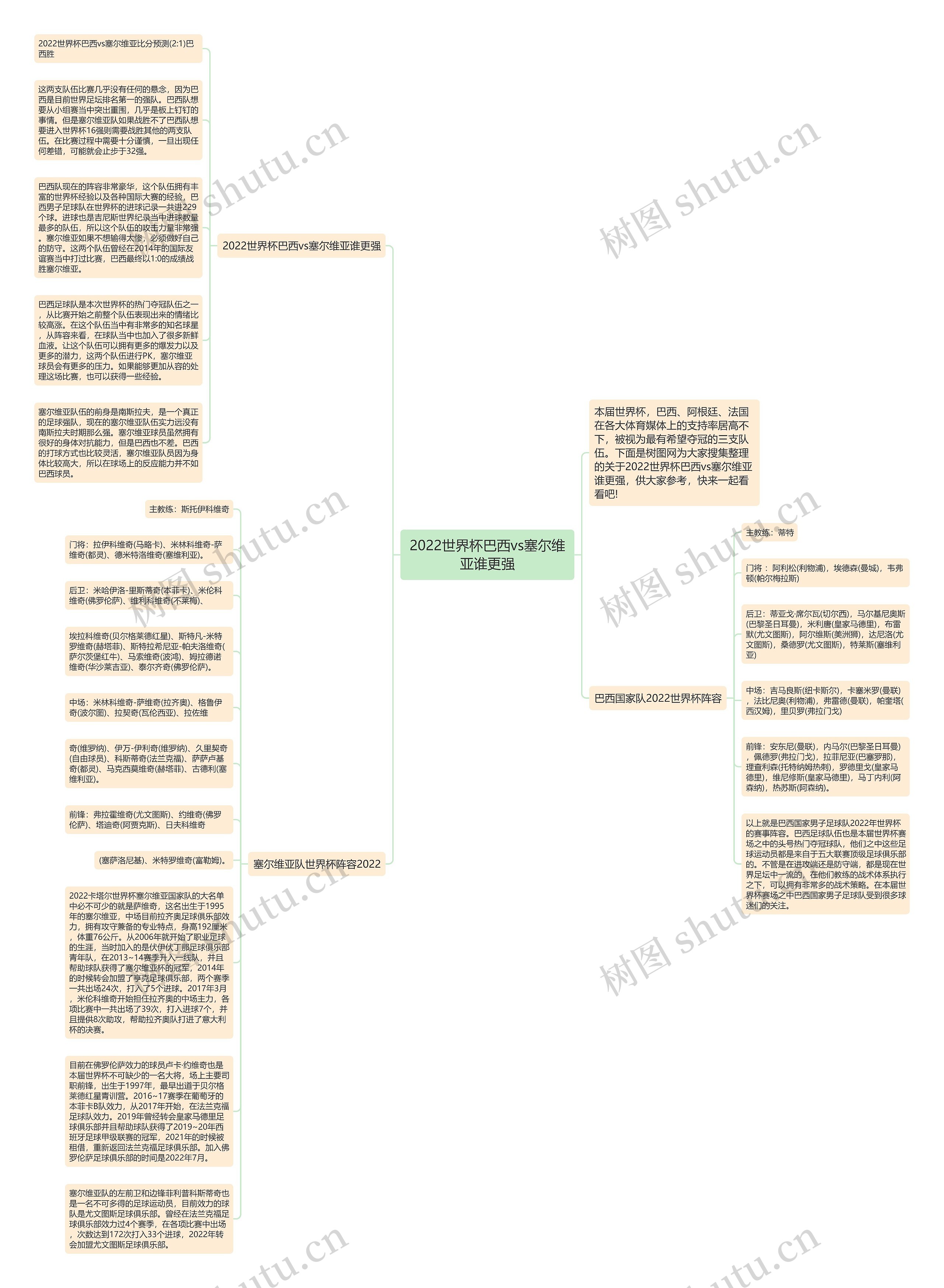 2022世界杯巴西vs塞尔维亚谁更强思维导图