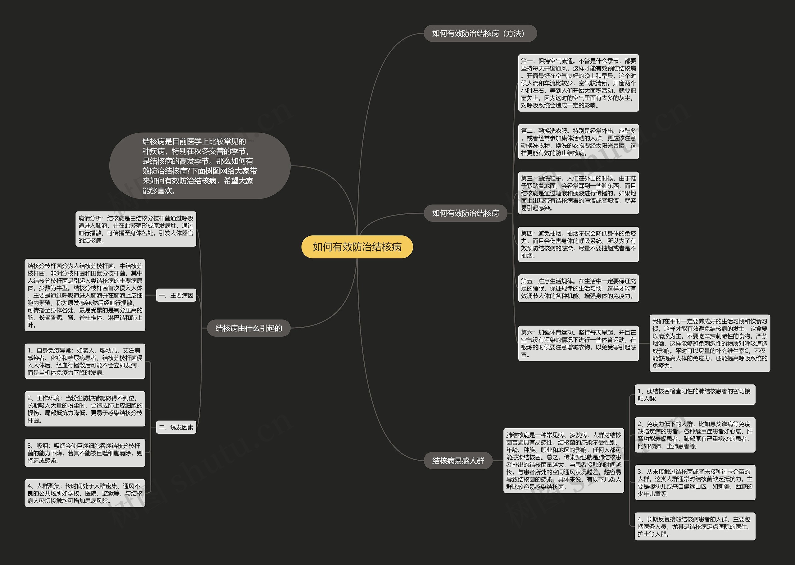 如何有效防治结核病思维导图