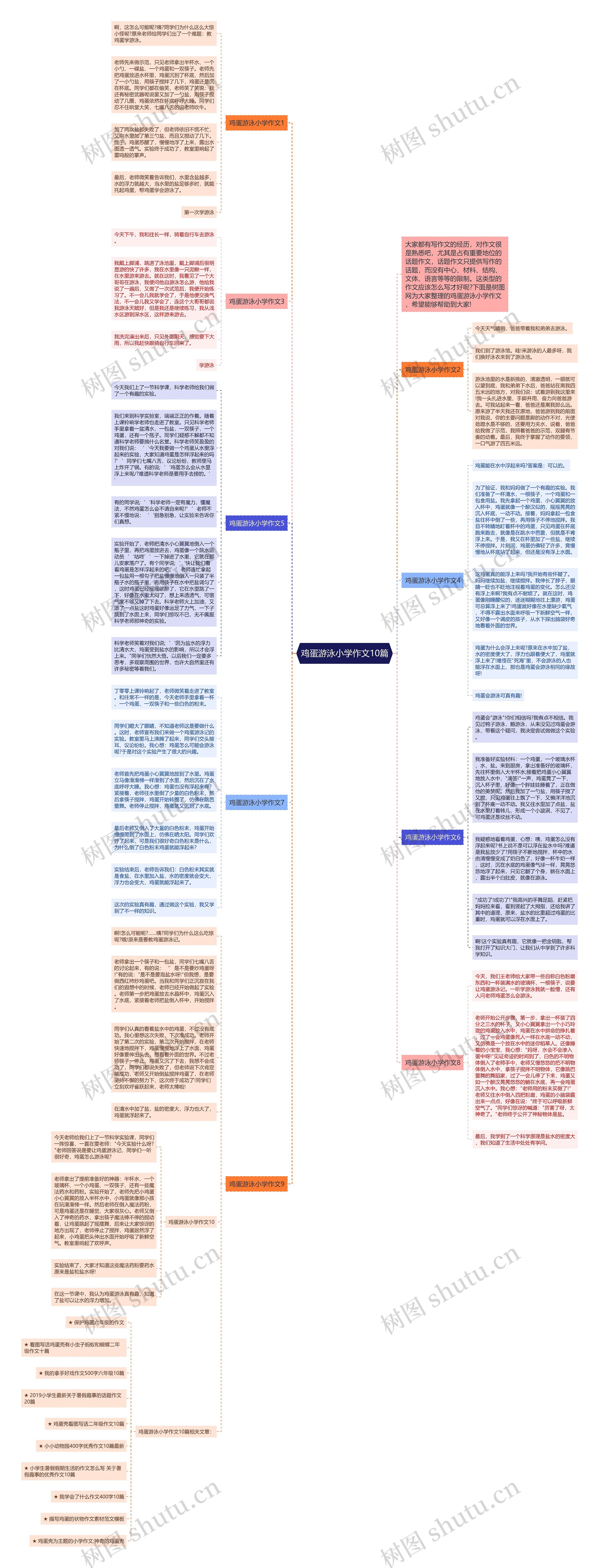 鸡蛋游泳小学作文10篇思维导图