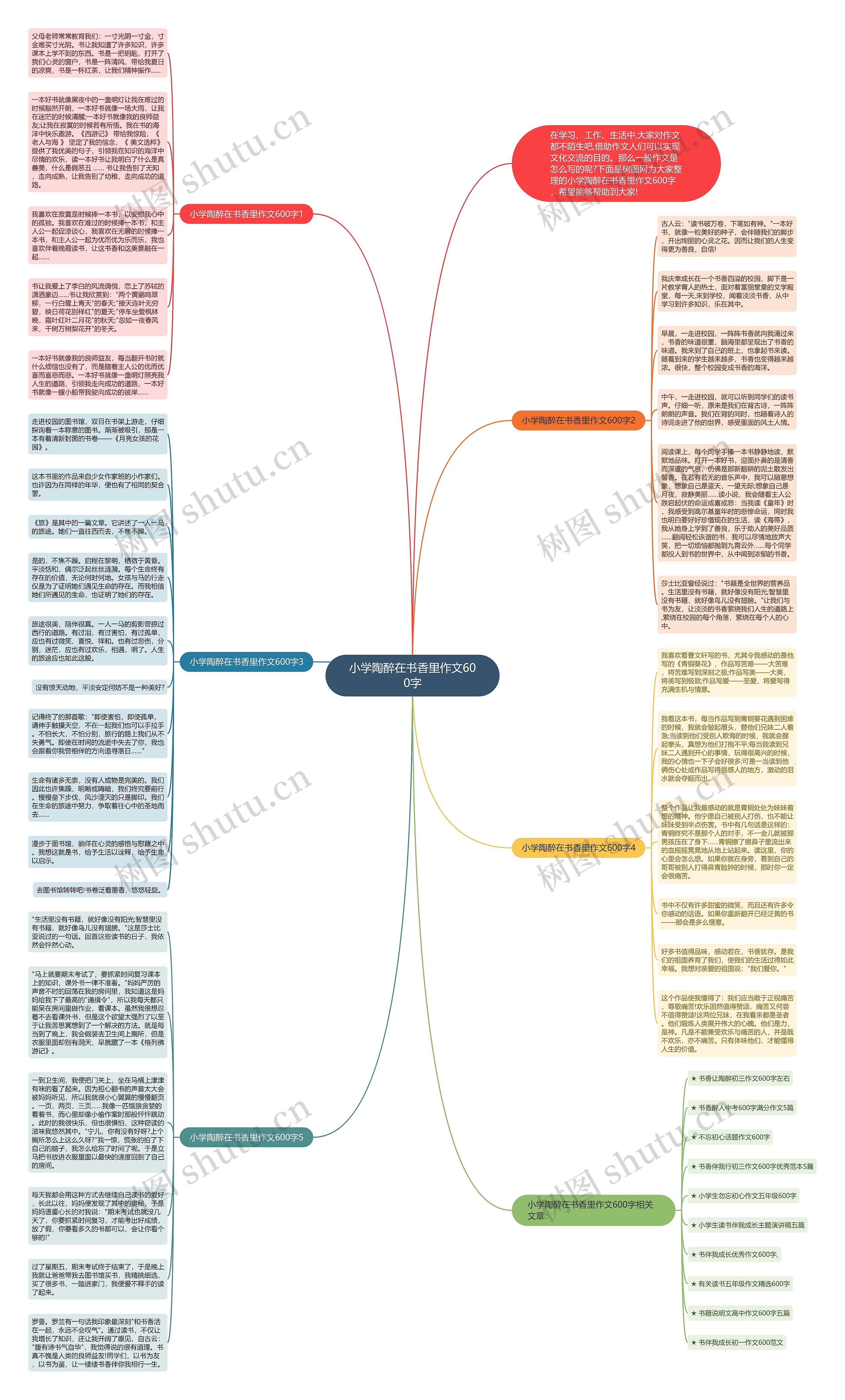 小学陶醉在书香里作文600字思维导图