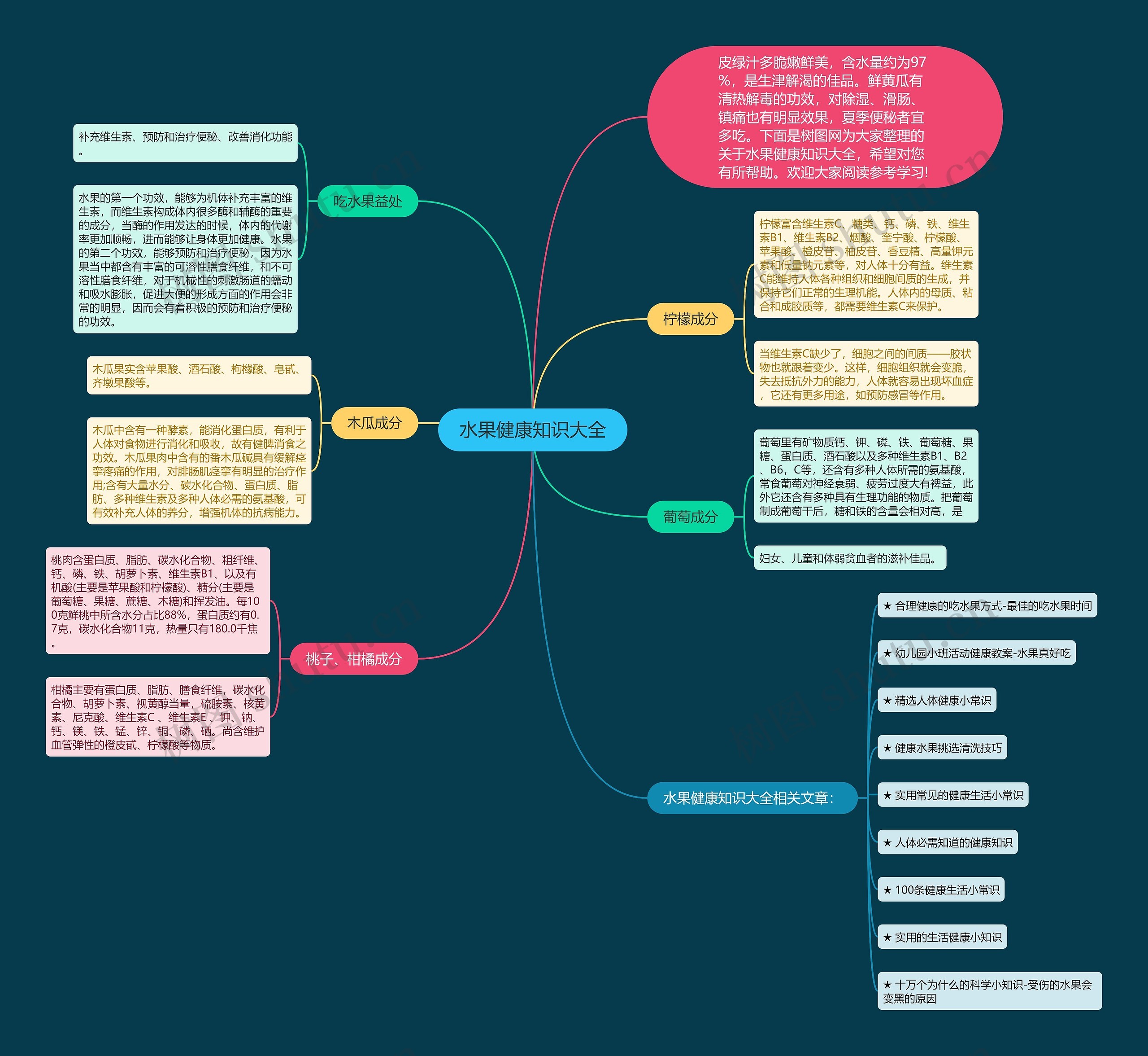 水果健康知识大全思维导图