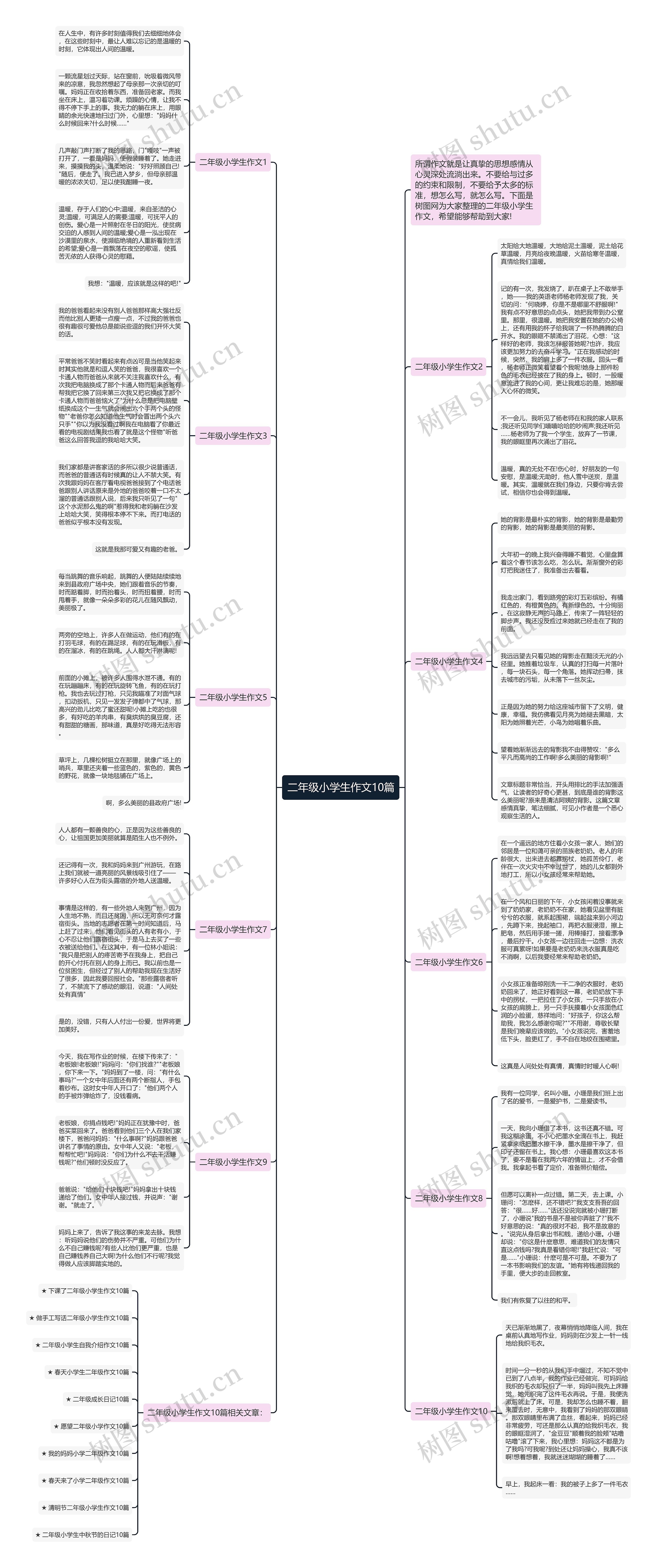 二年级小学生作文10篇思维导图